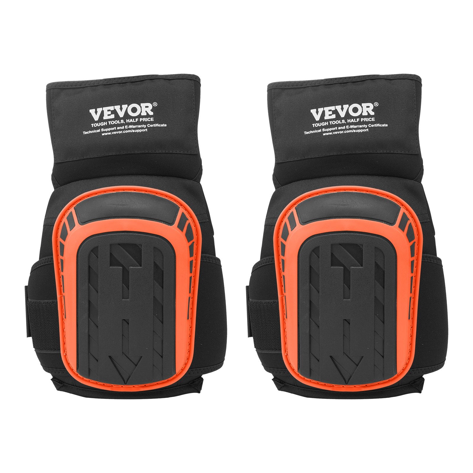 Knee Pads for Work Heavy Duty with 2 Straps Anti-Slip Foam Gel Black & Orange