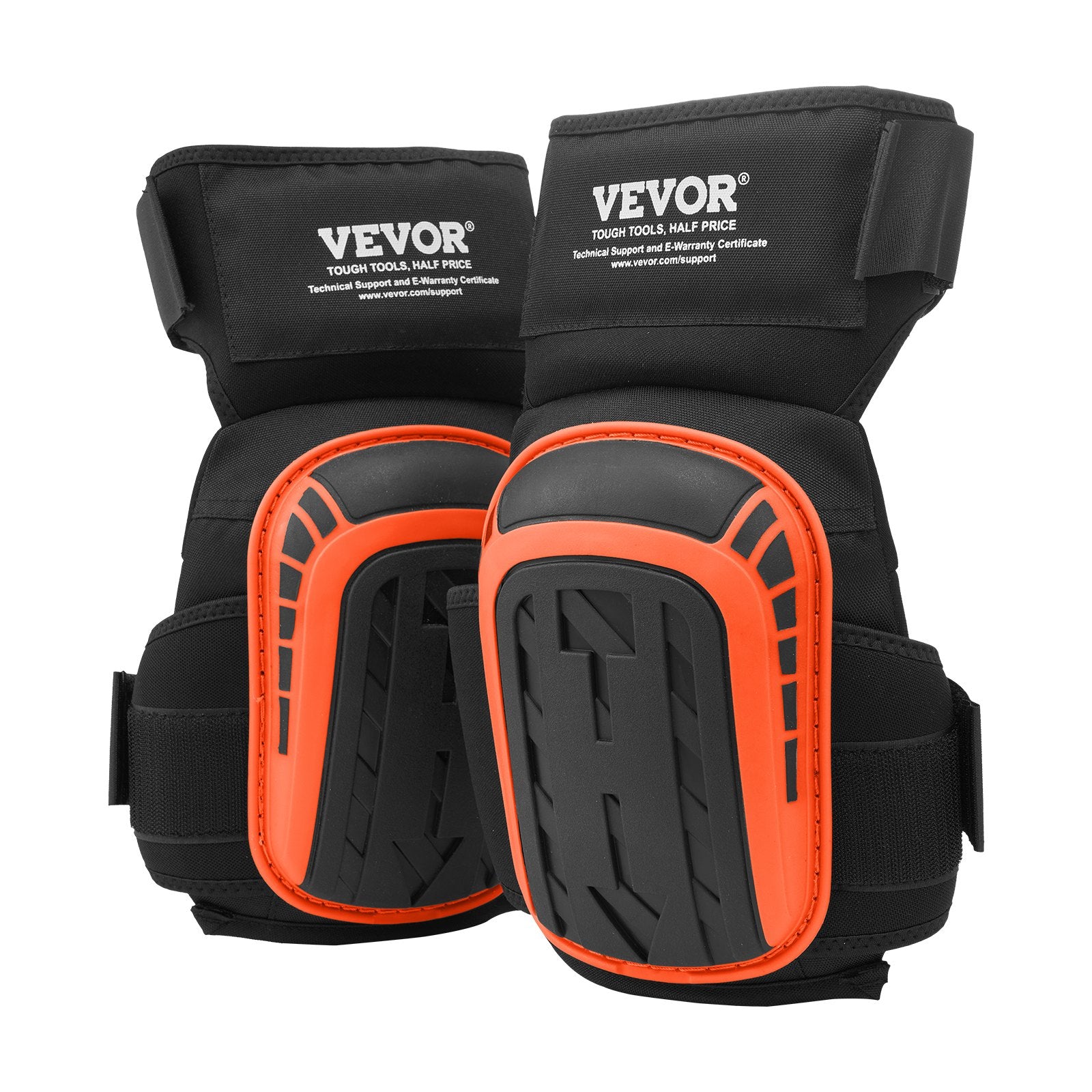 Knee Pads for Work Heavy Duty with 2 Straps Anti-Slip Foam Gel Black & Orange