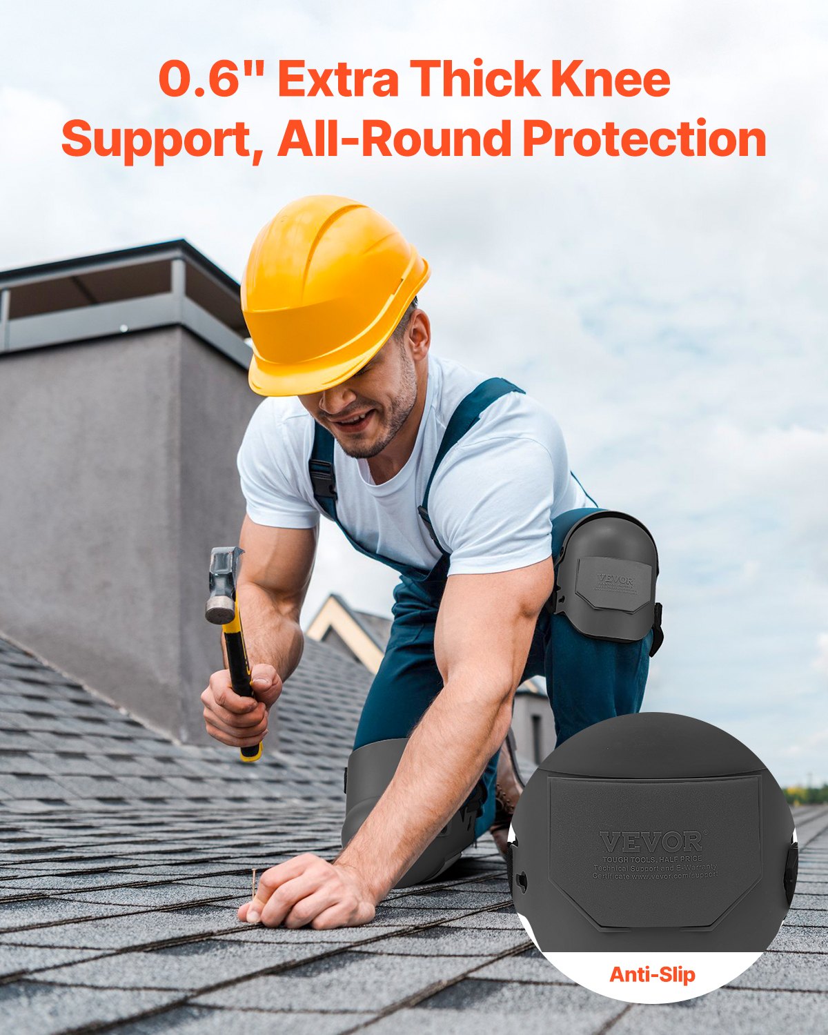 Knee Pads for Work Extra Thick Foam Cushion Construction Protection Black