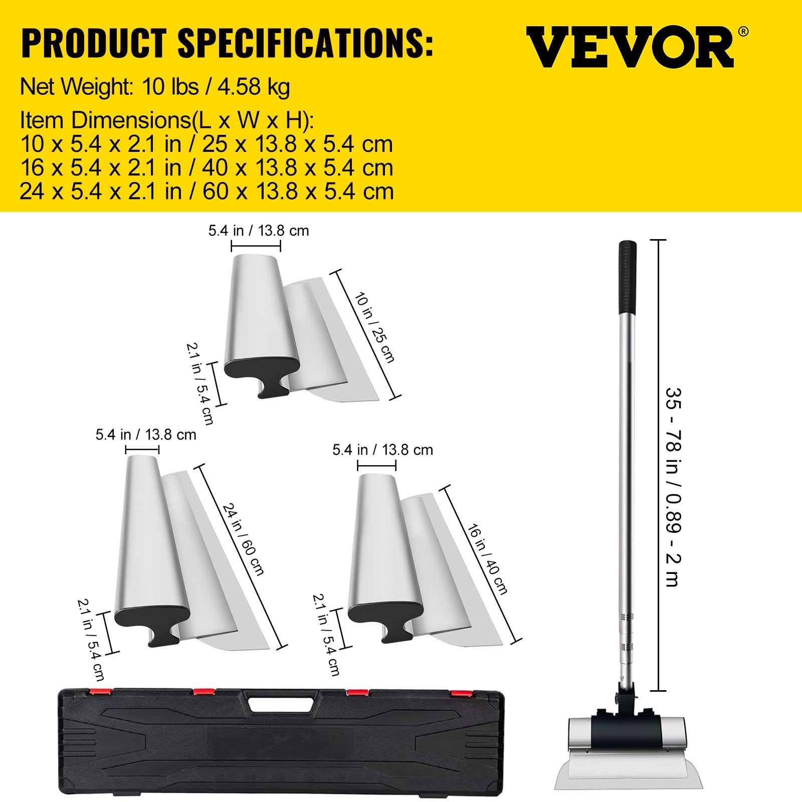 Skimming Blade Set 10 16 24 inch Blades with 35-78 inch Extension