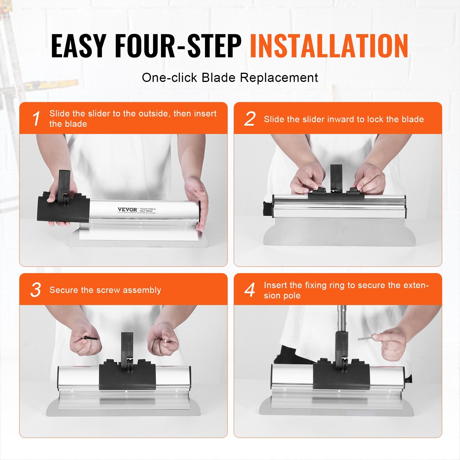 Drywall Skimming Blade Set 10/16/24/32/40in with Extension Handle