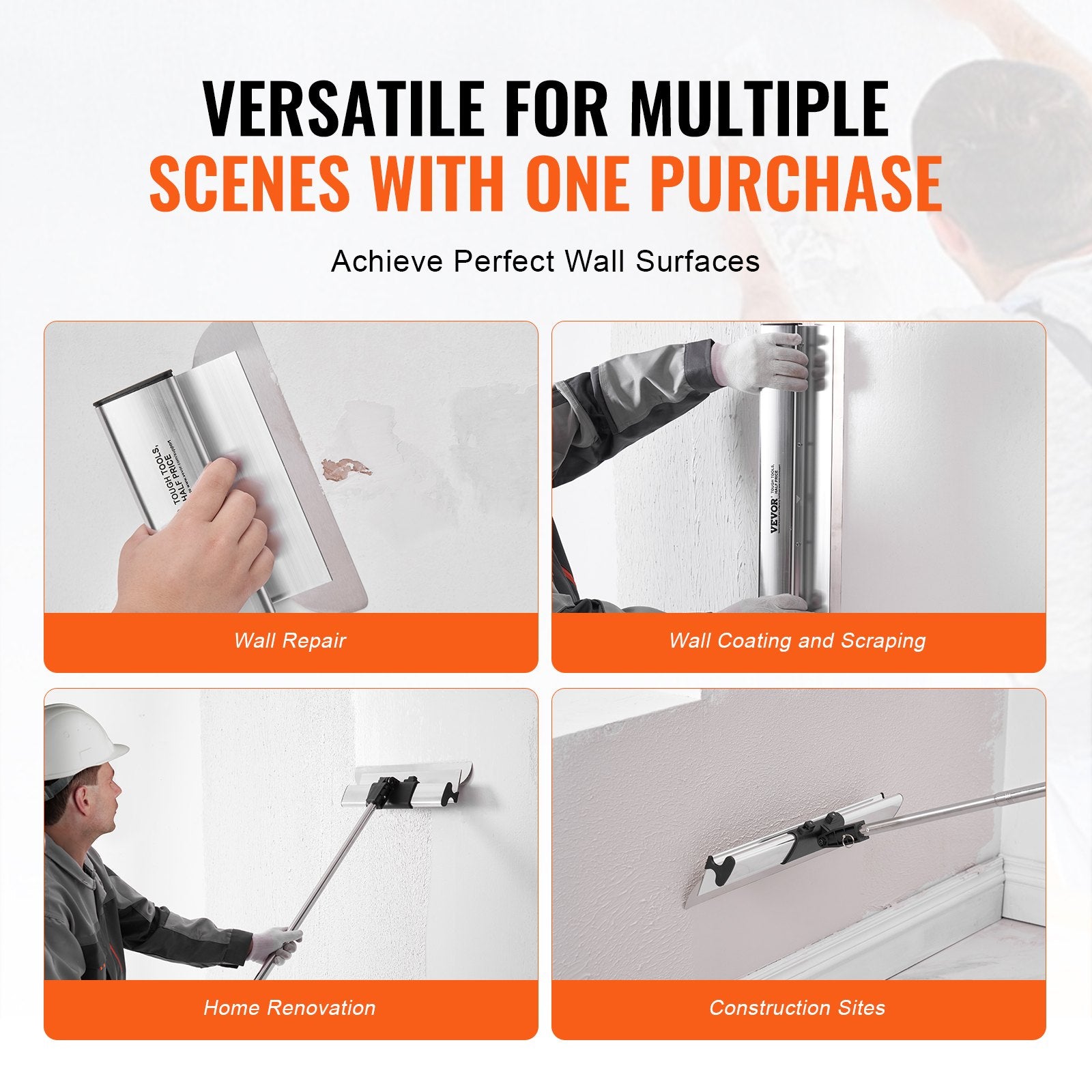 Drywall Skimming Blade Set 10/16/24/32/40in with Extension Handle