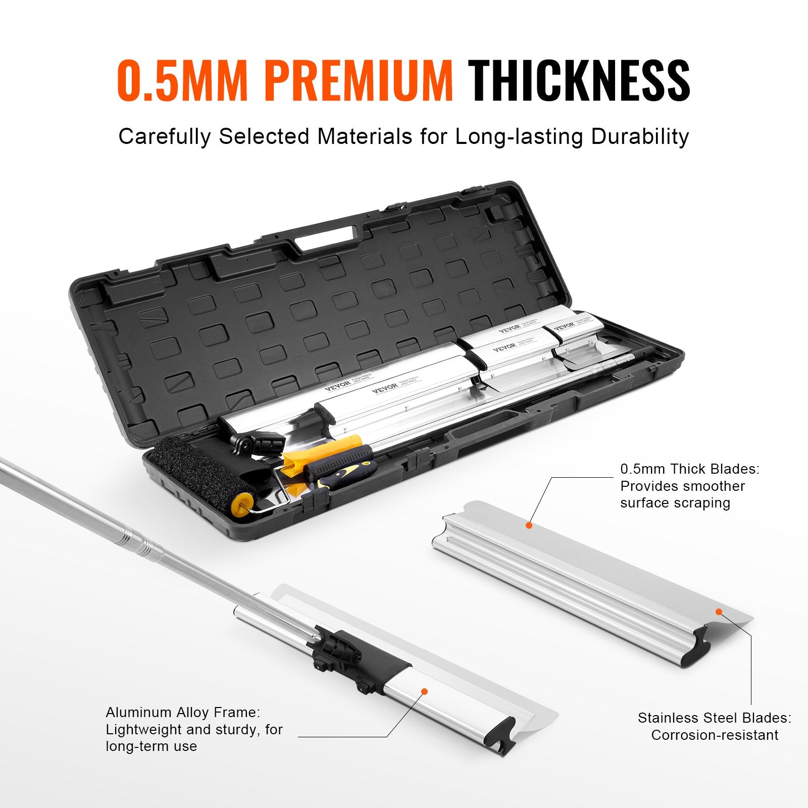 Drywall Skimming Blade Set 7/10/14/16/24in with Extension Handle