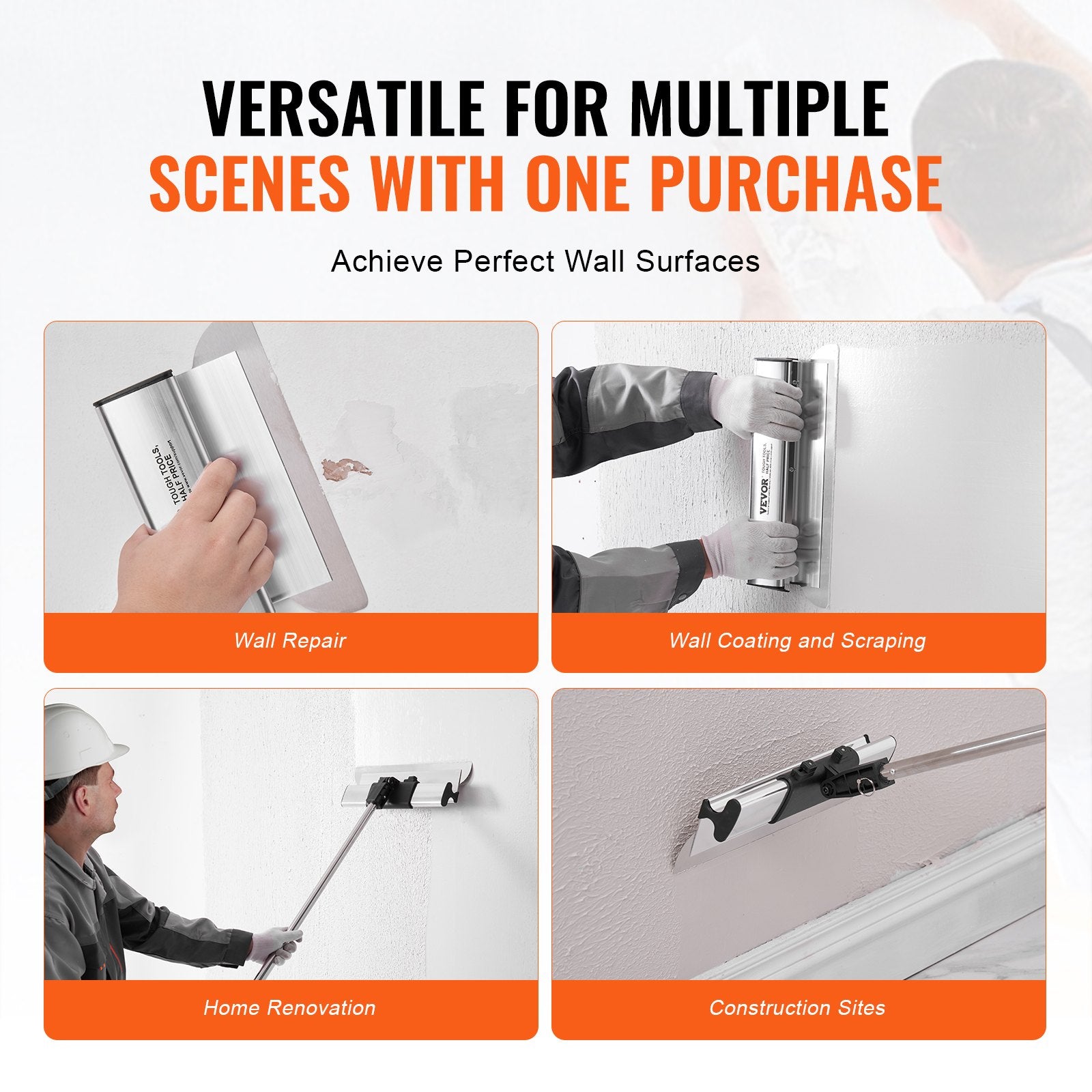 Drywall Skimming Blade Set 7/10/14/16/24in with Extension Handle