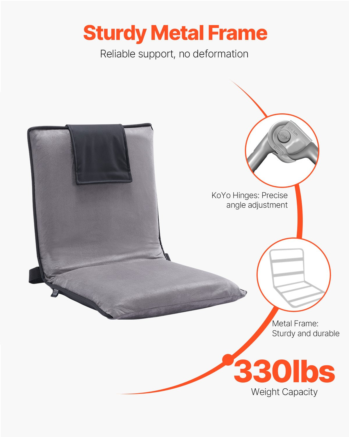 6-Position Adjustable Floor Chair with Back Support for Reading and Gaming