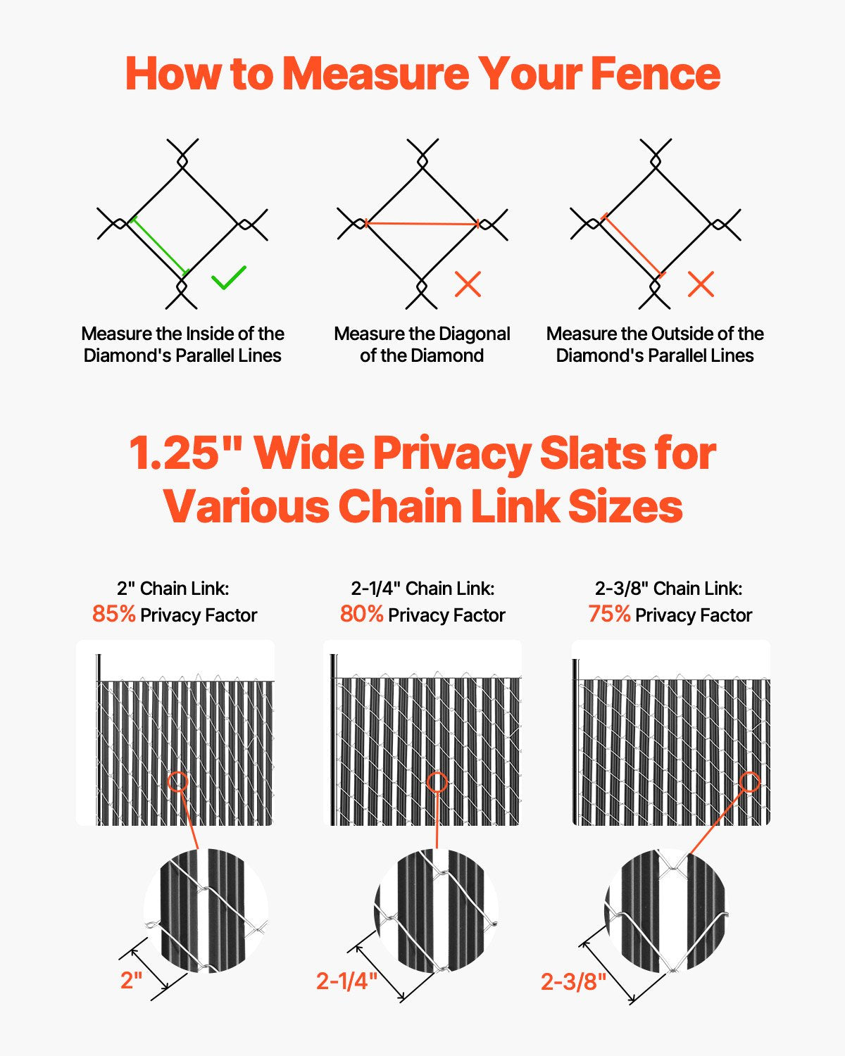 Bottom Locking Privacy Slats HDPE Vertical for 1.8m Chain-Link Fence Black
