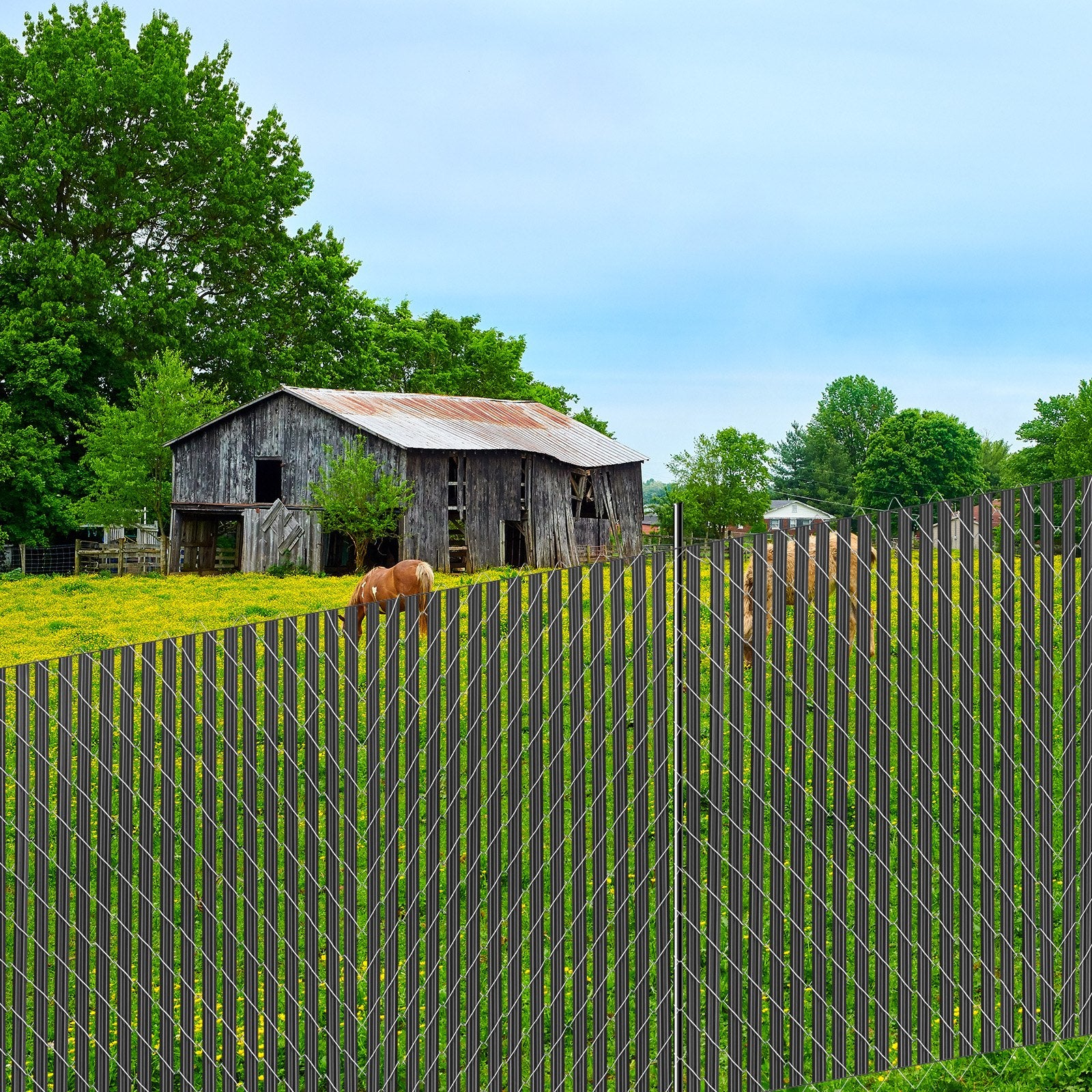 Bottom Locking Privacy Slats HDPE Vertical for 1.8m Chain-Link Fence Black