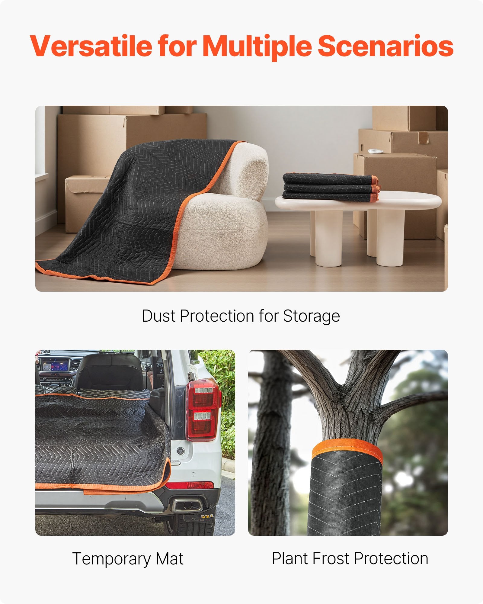 Moving Blankets 6PCS 2032x1829mm Heavy Duty Padded Cotton Filling for Furniture