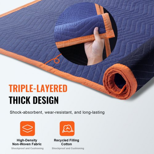 VEVOR 12 Pack Moving Blankets 2032x1829 mm Non-Woven Cotton Furniture Pads