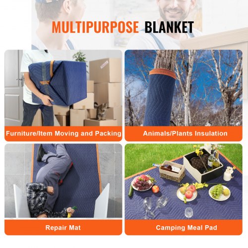 VEVOR 12 Pack Moving Blankets 2032x1829 mm Non-Woven Cotton Furniture Pads
