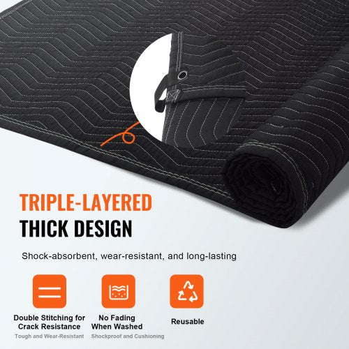 VEVOR Sound Dampening Blanket 2438x2032 mm Studio Noise Blocking - Black