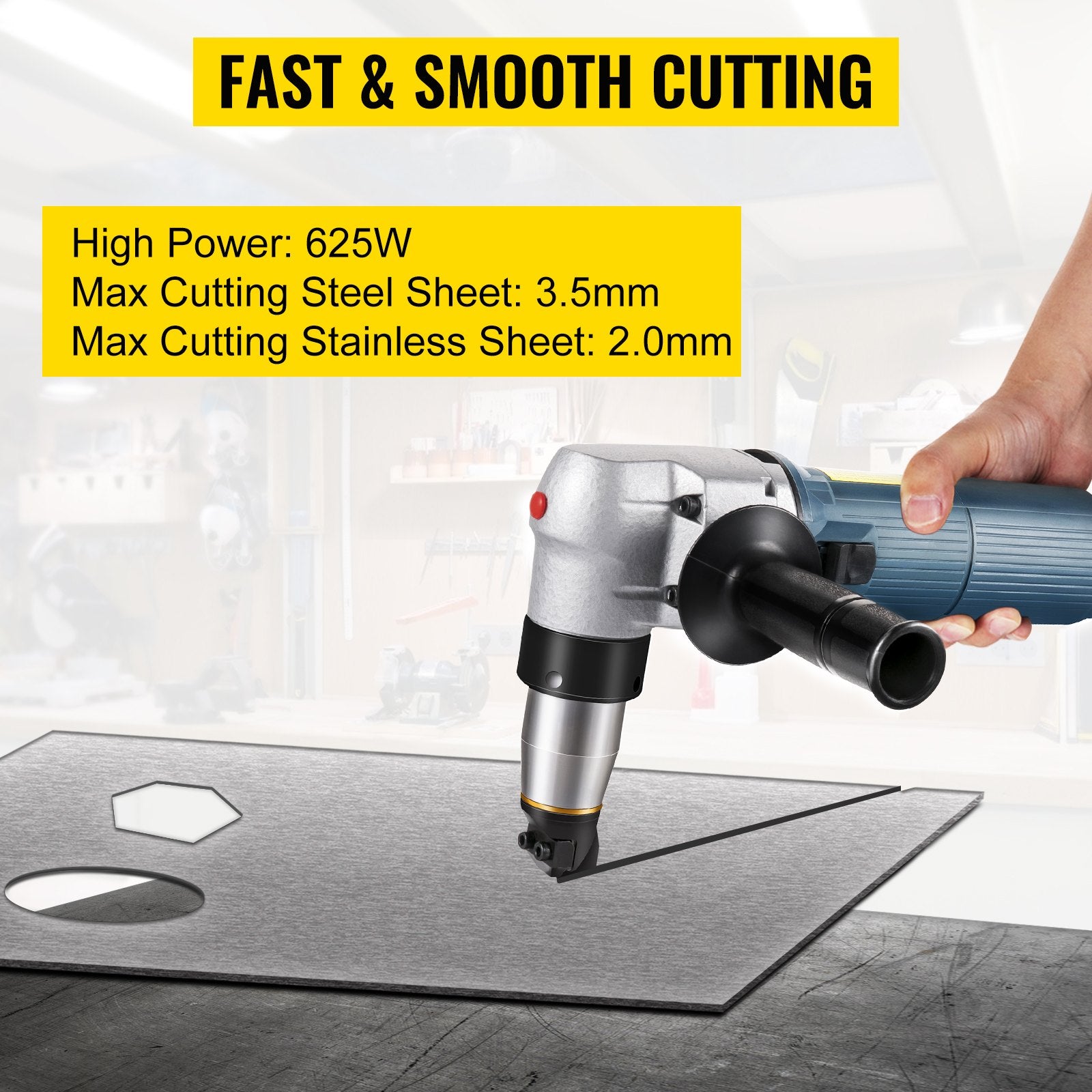 Electric Metal Nibbler 625W 1000RPM Sheet Metal Cutter for Steel and Aluminum