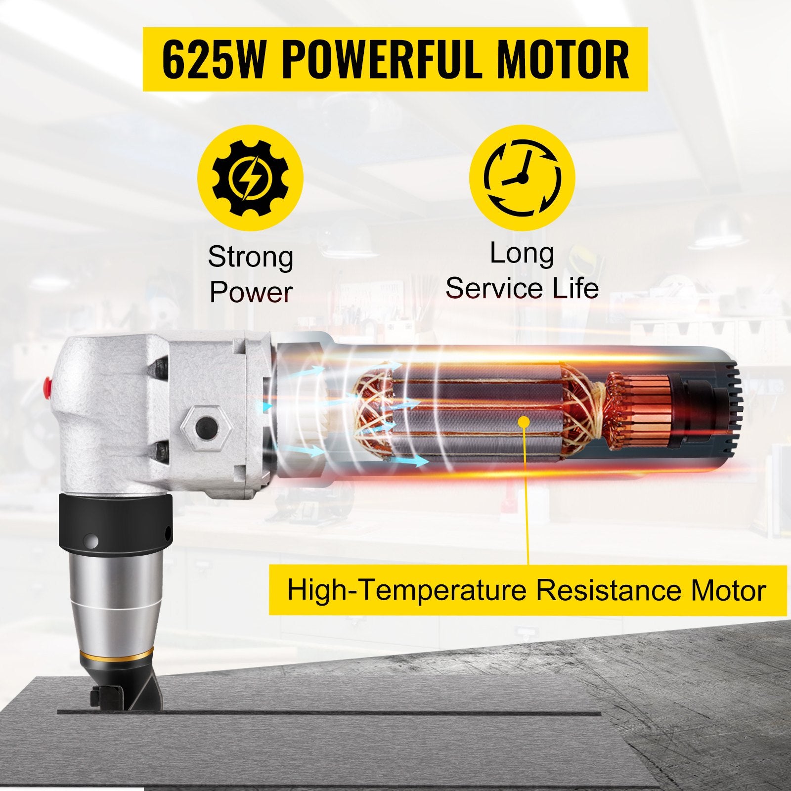 Electric Metal Nibbler 625W 1000RPM Sheet Metal Cutter for Steel and Aluminum