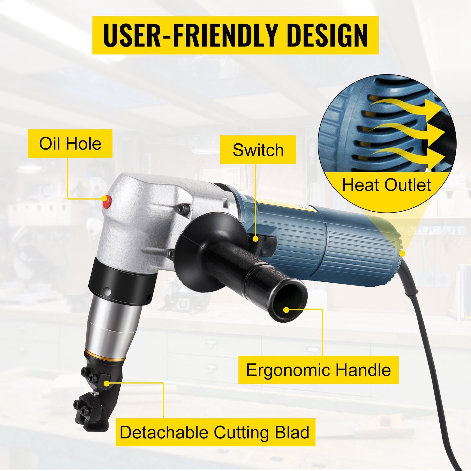 Electric Metal Nibbler 625W 1000RPM Sheet Metal Cutter for Steel and Aluminum