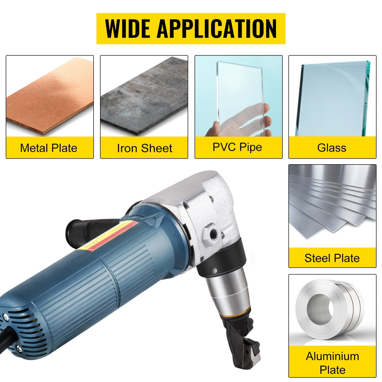 Electric Metal Nibbler 625W 1000RPM Sheet Metal Cutter for Steel and Aluminum