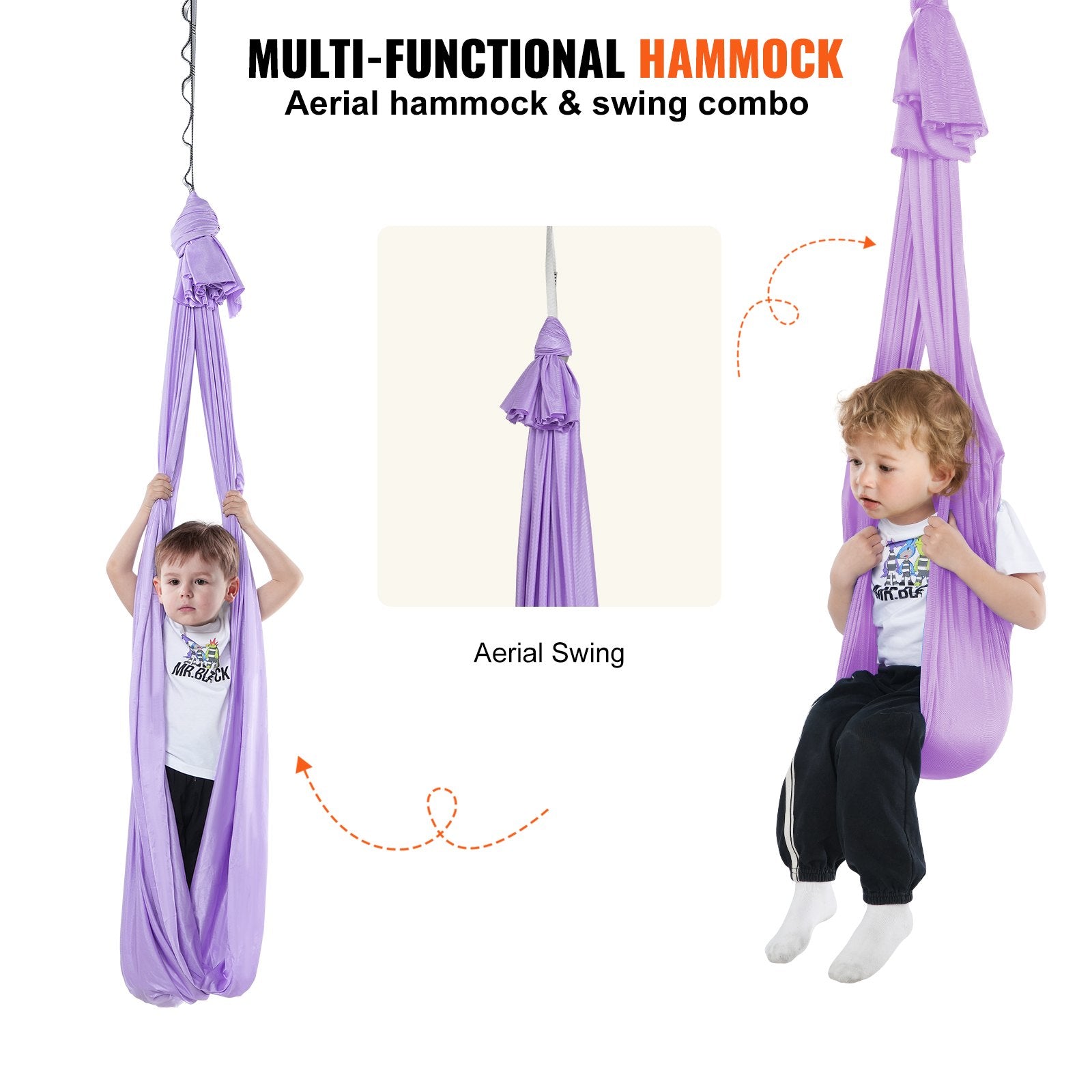 Sensory Swing for Kids 2.8m Therapy Indoor Outdoor Cuddle Hammock Purple