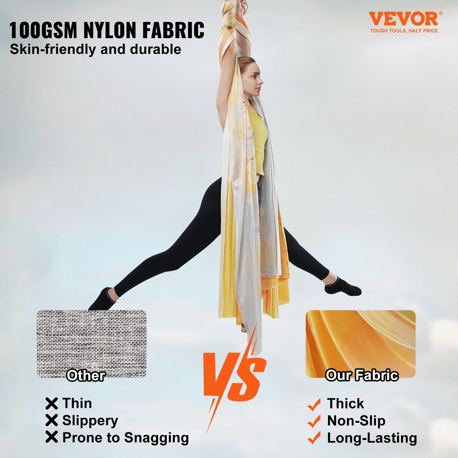 Aerial Yoga Hammock & Swing 5m Starter Kit Nylon Fabric Rigging Hardware Gold