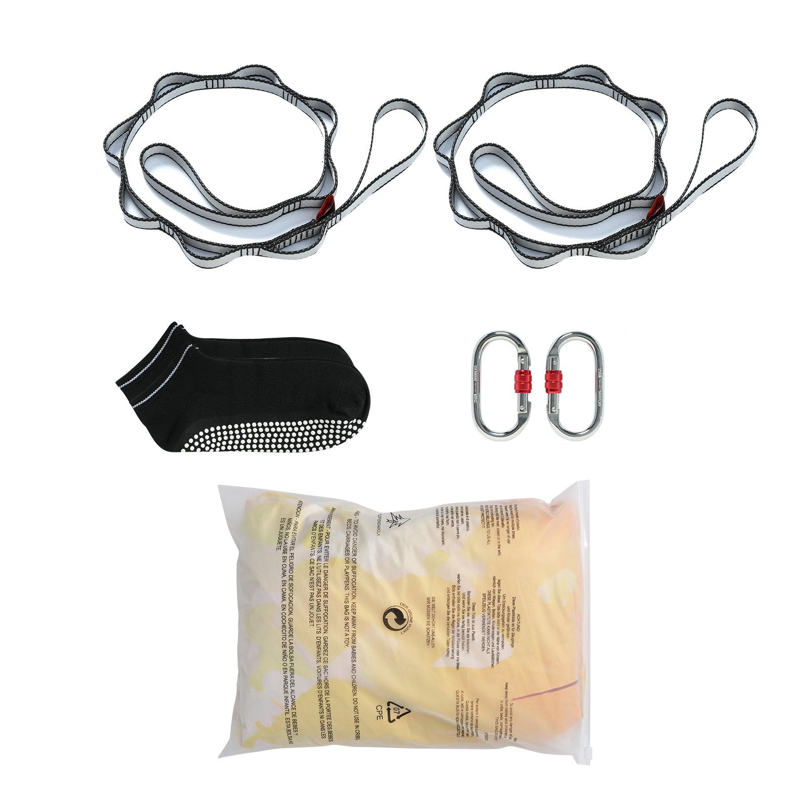 Aerial Yoga Hammock & Swing 5m Starter Kit Nylon Fabric Rigging Hardware Gold