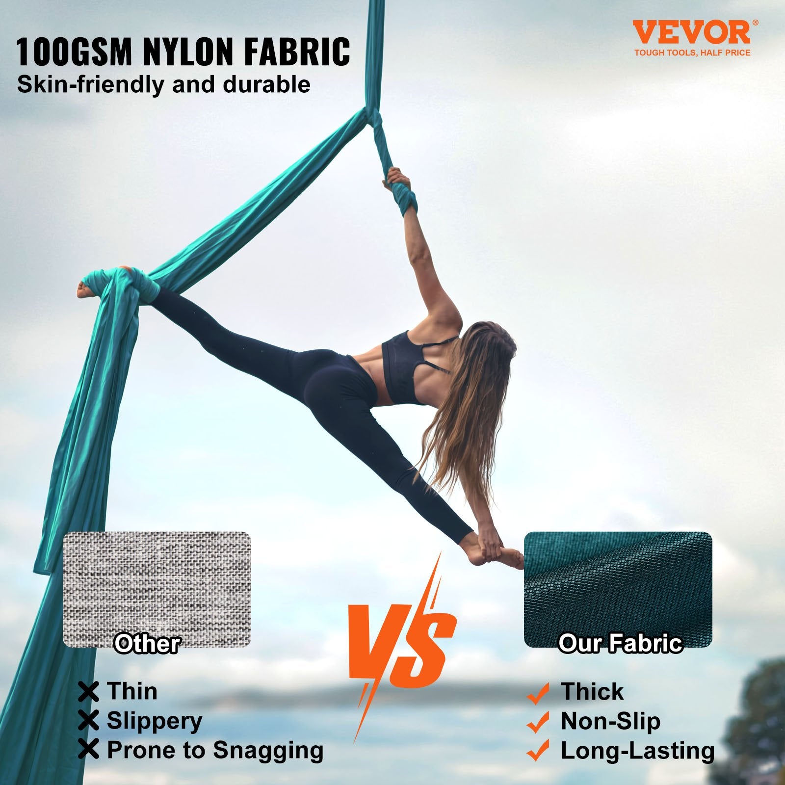 Aerial Silk & Yoga Swing 8m Nylon Hammock Kit with Full Rigging Green