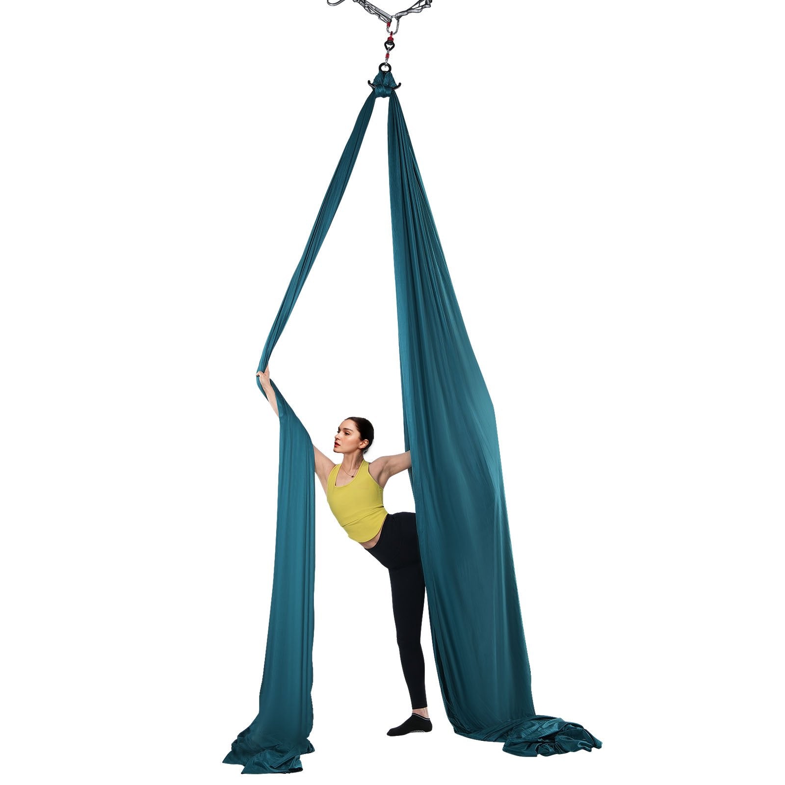 Aerial Silk & Yoga Swing 8m Nylon Hammock Kit with Full Rigging Green