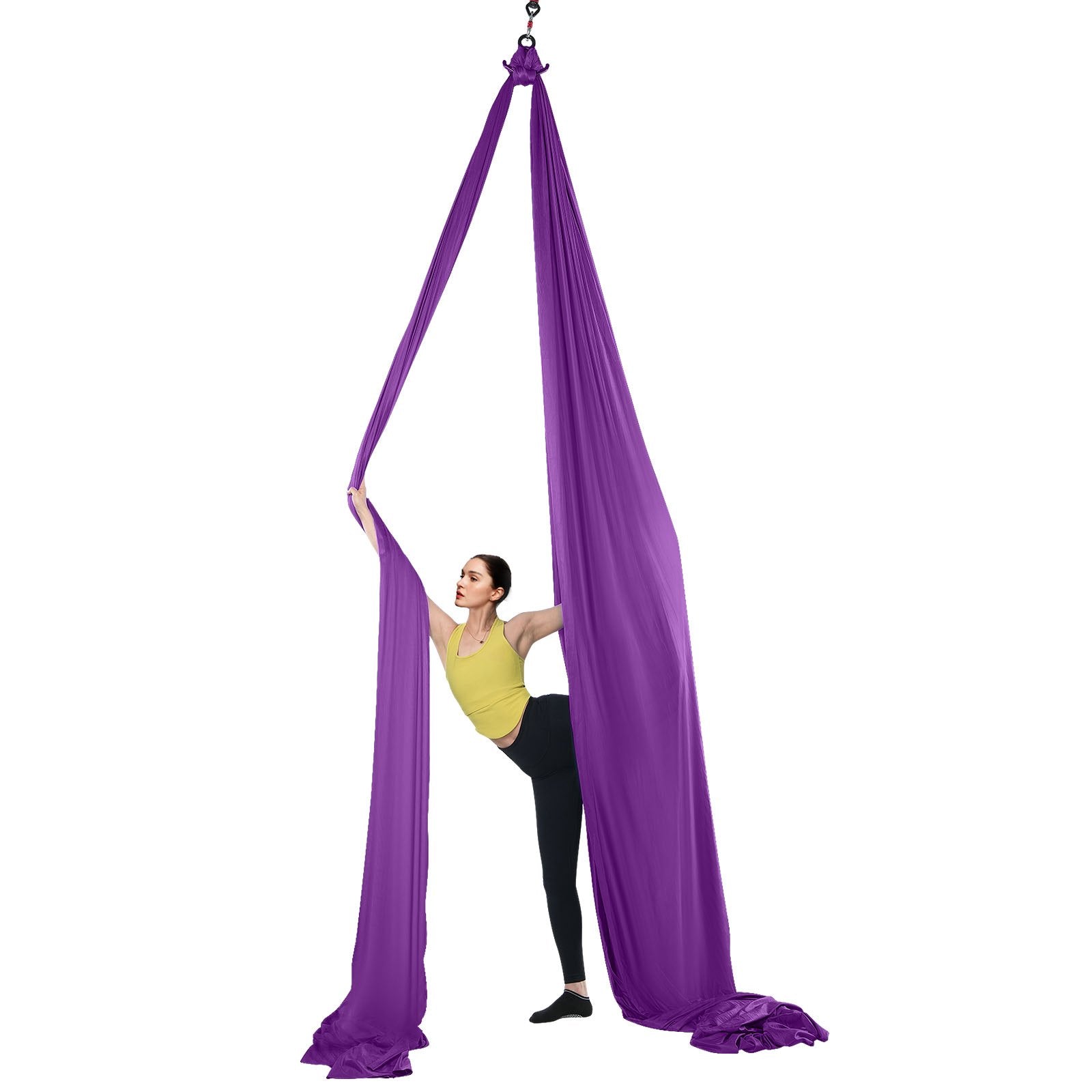 Aerial Silk & Yoga Swing 8m Nylon Hammock Kit with Full Rigging Purple