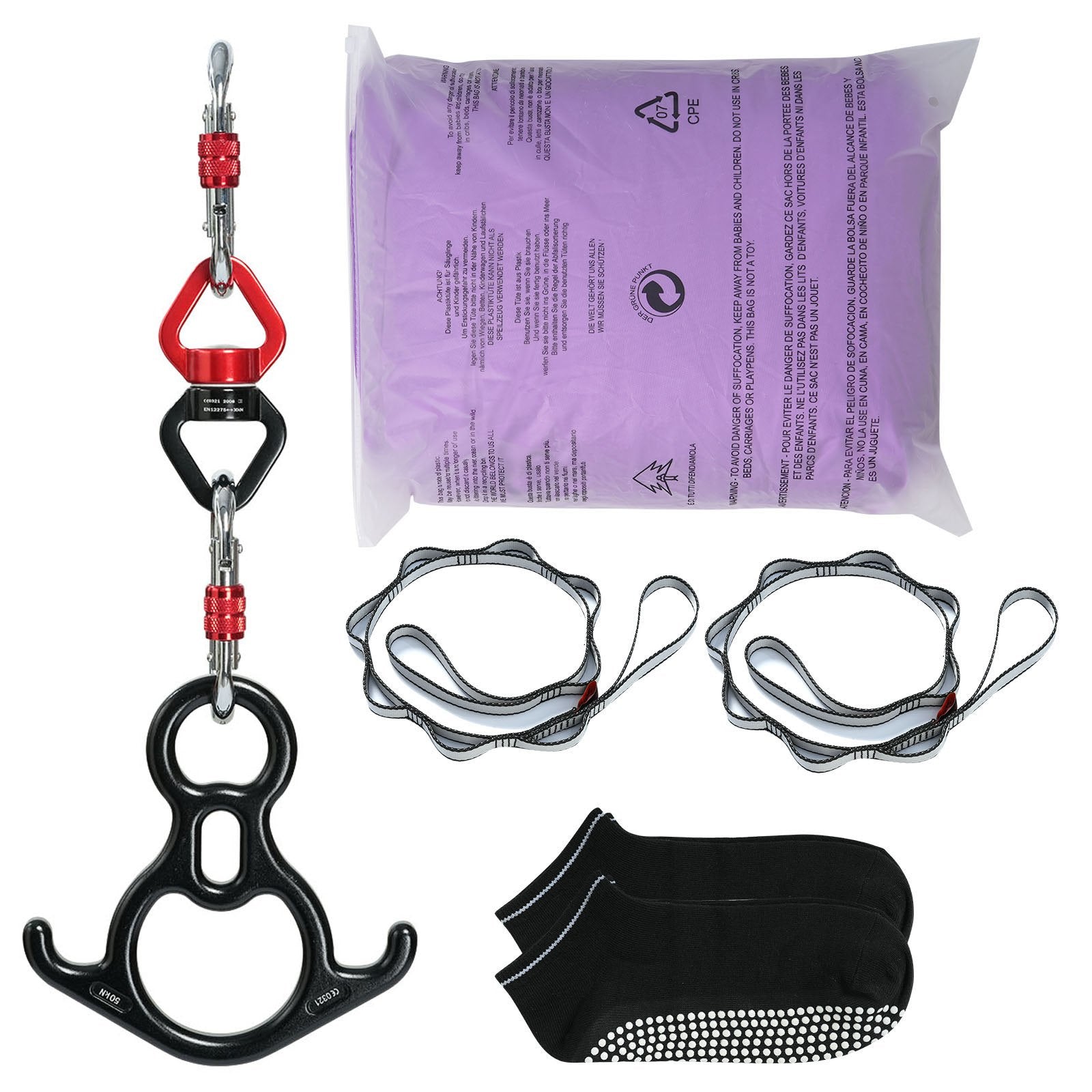 Aerial Silk & Yoga Swing 8m Nylon Hammock Kit with Full Rigging Purple