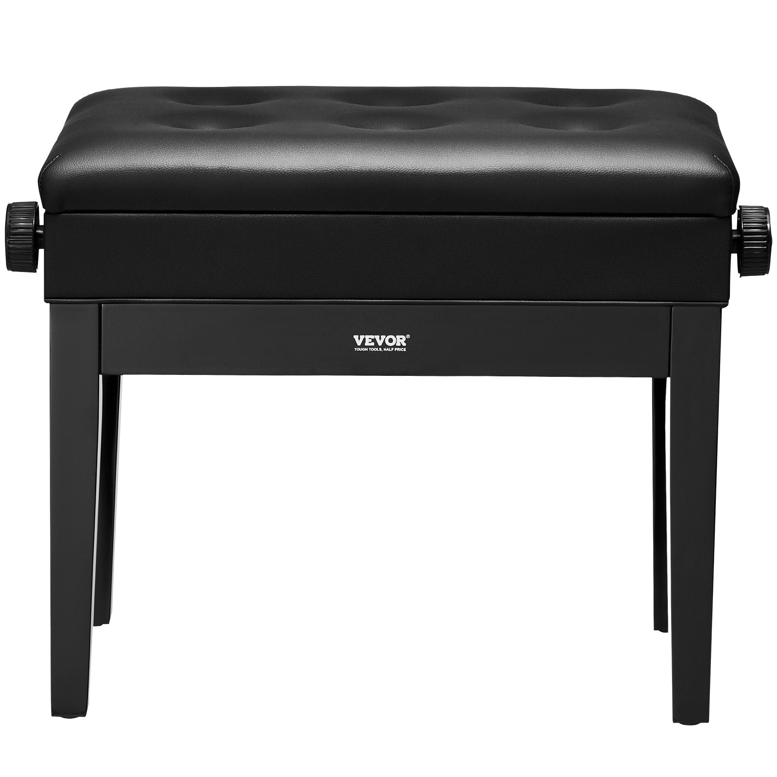 Wooden 19.3"-22.8" Adjustable Piano Bench with Storage and Padded Seat