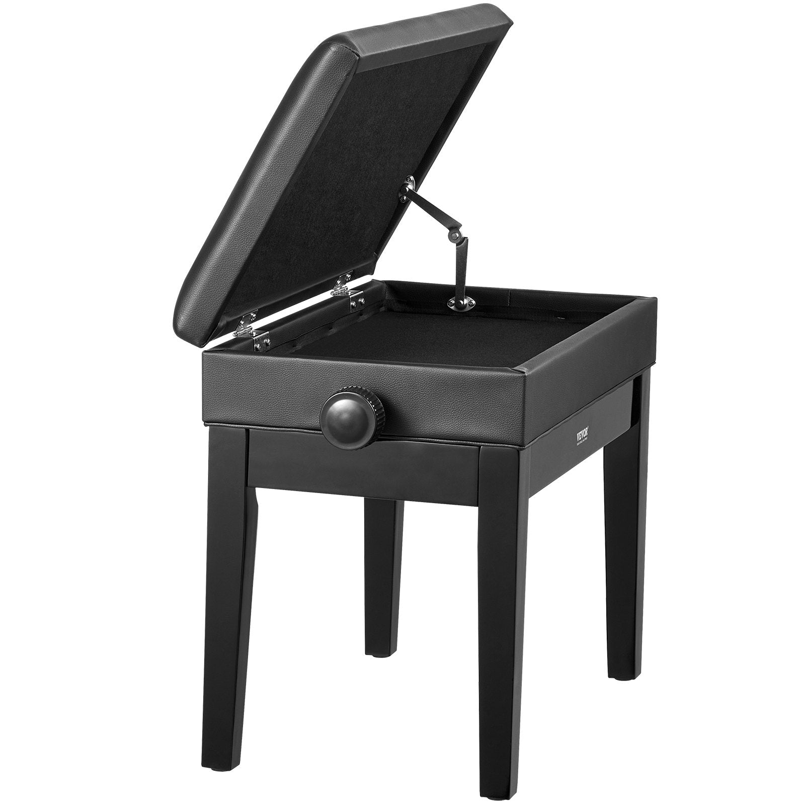 Wooden 19.3"-22.8" Adjustable Piano Bench with Storage and Padded Seat