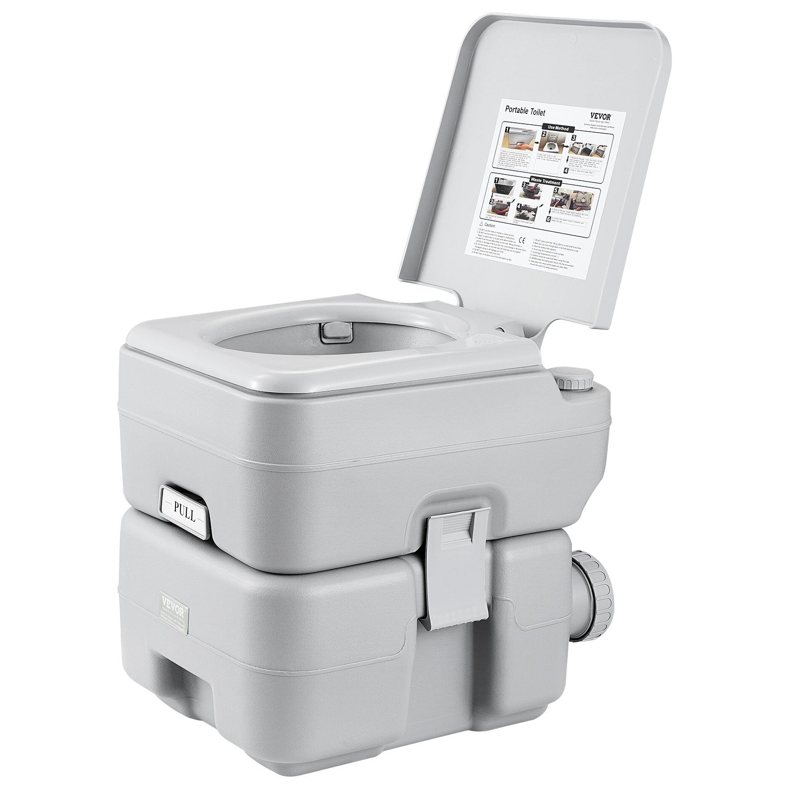 Portable Camping Toilet 5.3 Gal Waste 3.2 Gal Flush Push-Button Leak-Proof