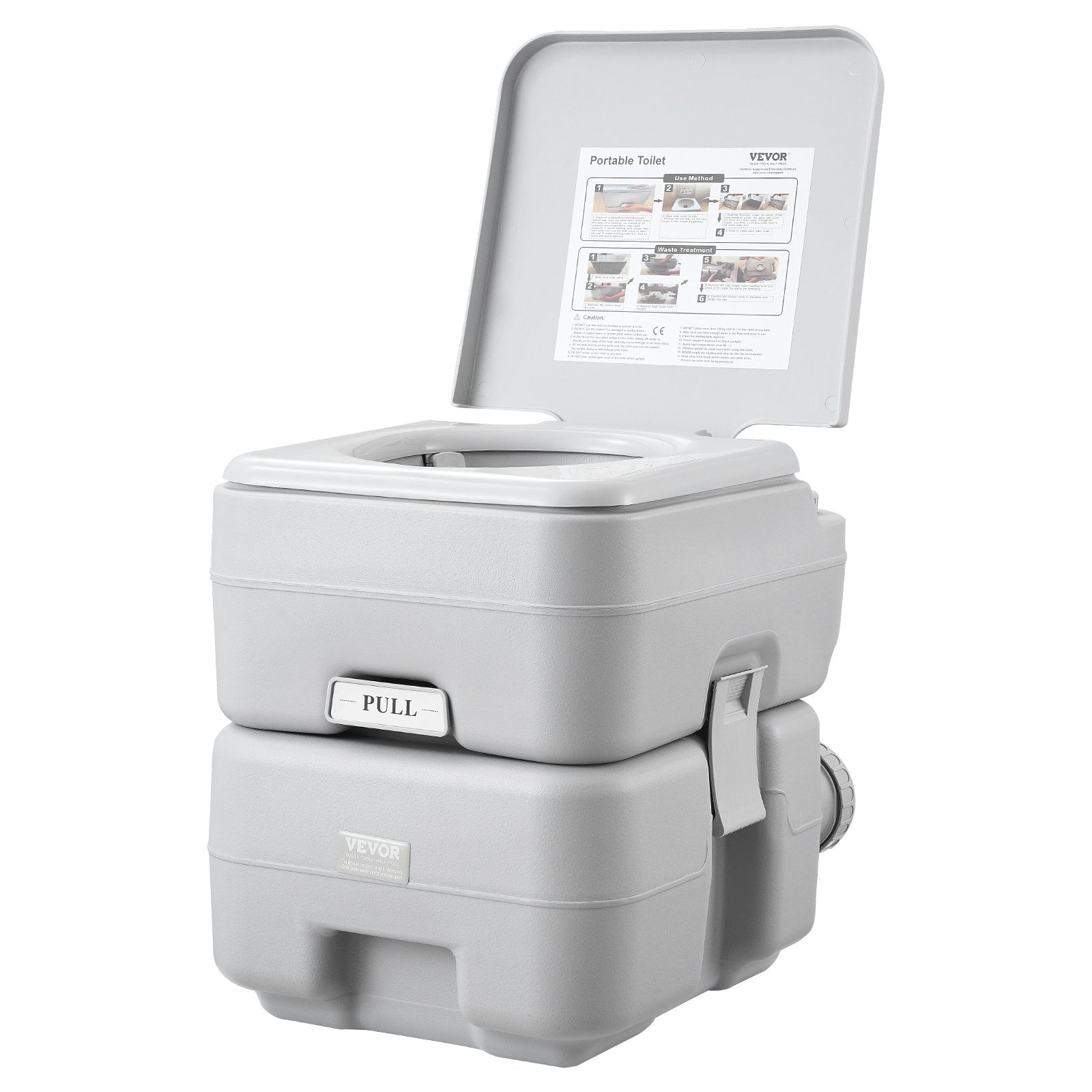 Portable Camping Toilet 5.3 Gal Waste 3.2 Gal Flush Push-Button Leak-Proof