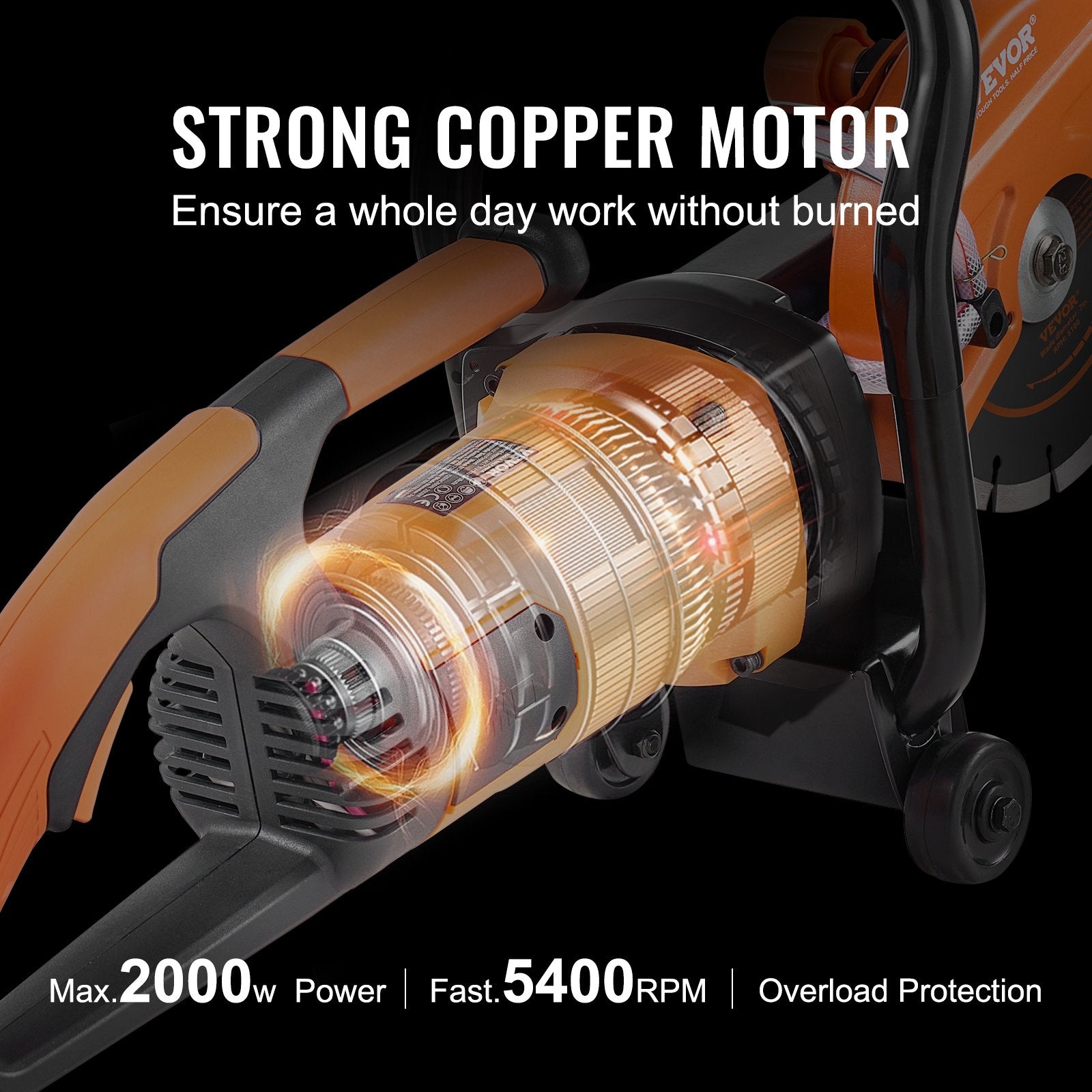 Electric Concrete Saw 7in 2000W Cutter 2.5in Depth Wet Dry Stone Brick