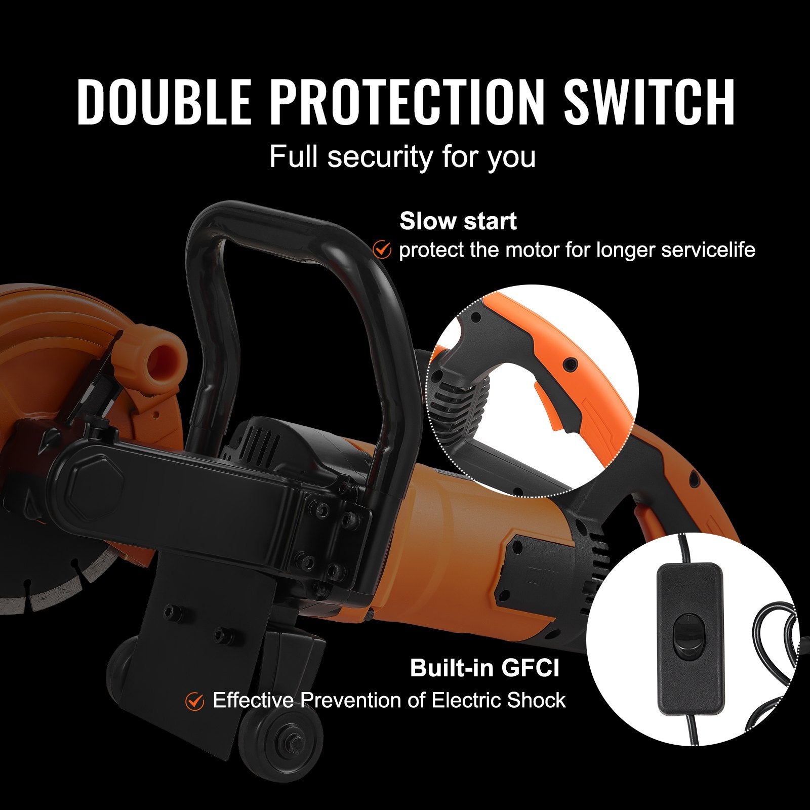 Electric Concrete Saw 7in 2000W Cutter 2.5in Depth Wet Dry Stone Brick