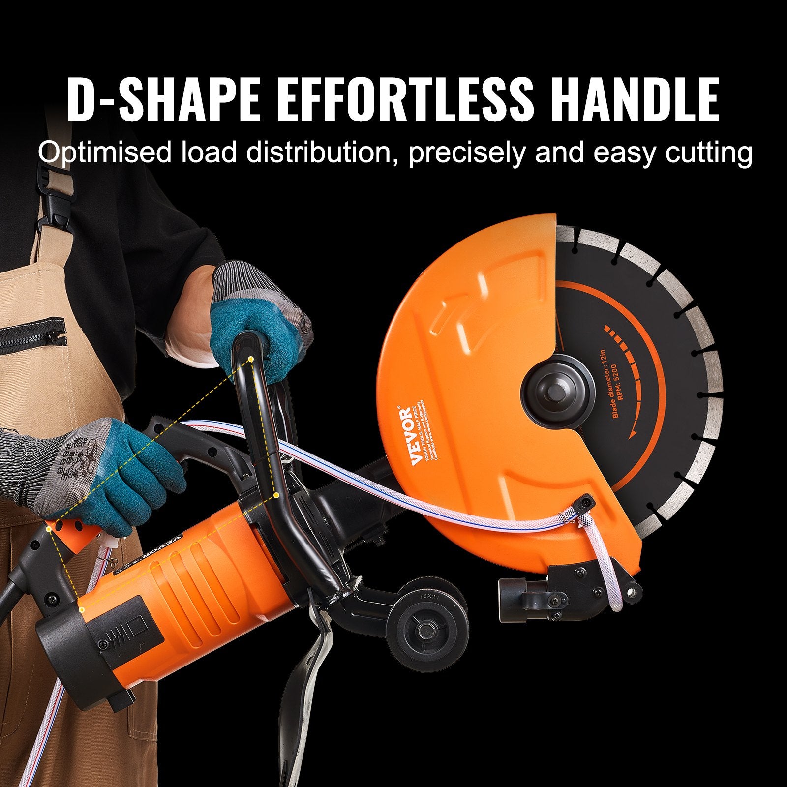 Electric Concrete Saw 12in 1800W Circular Cutter 4.5in Depth Wet Stone Brick