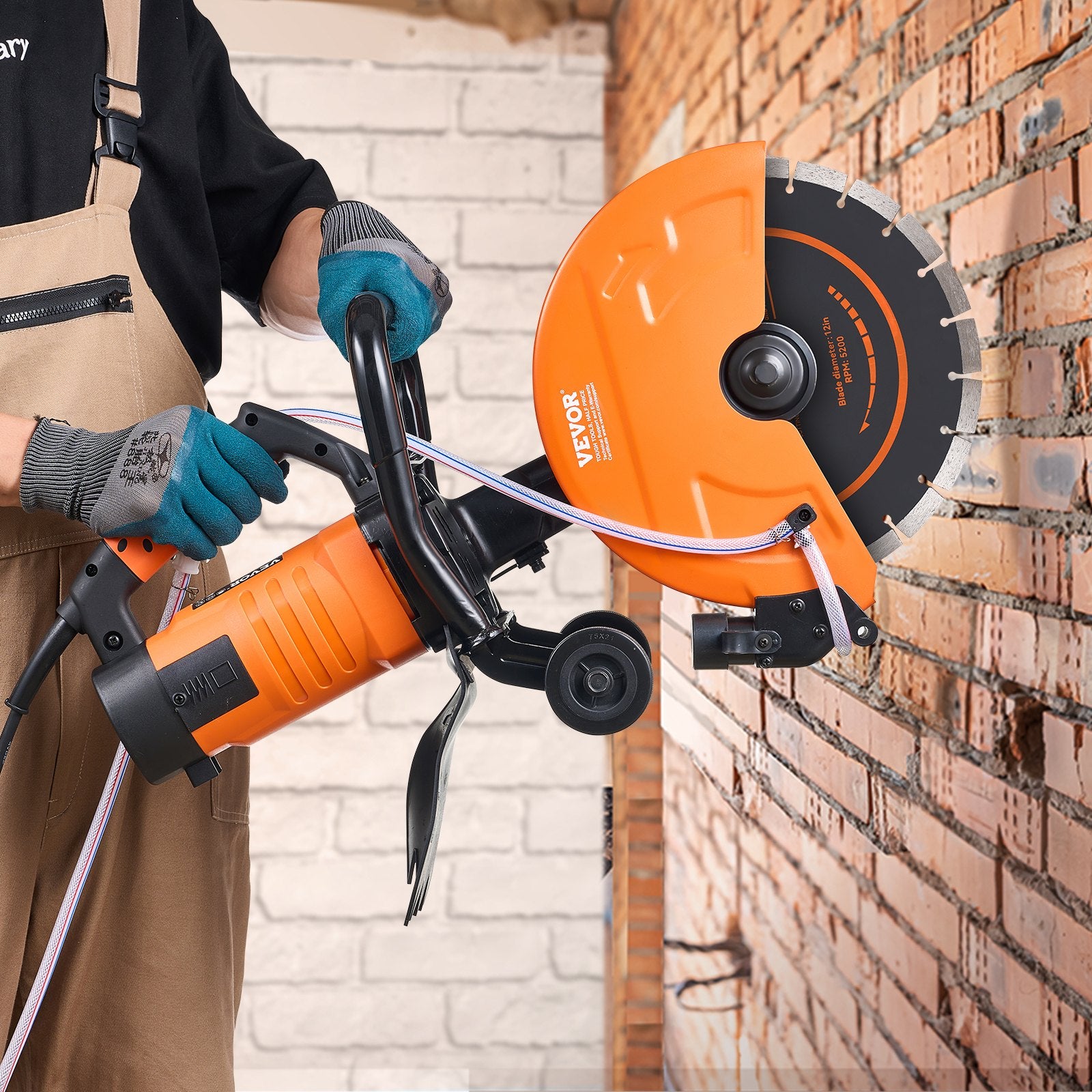 Electric Concrete Saw 12in 1800W Circular Cutter 4.5in Depth Wet Stone Brick