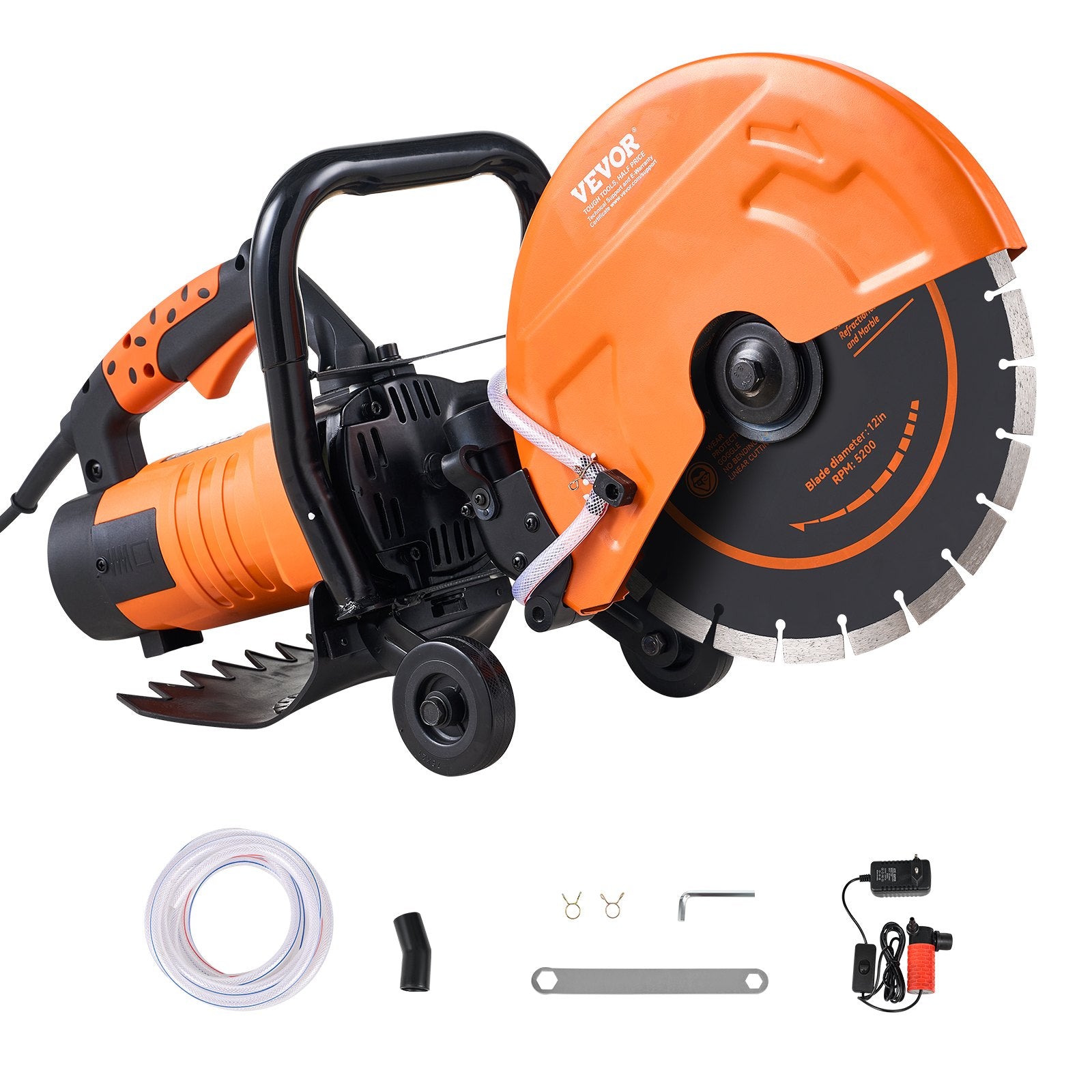 Electric Concrete Saw 12in 1800W Circular Cutter 4.5in Depth Wet Stone Brick
