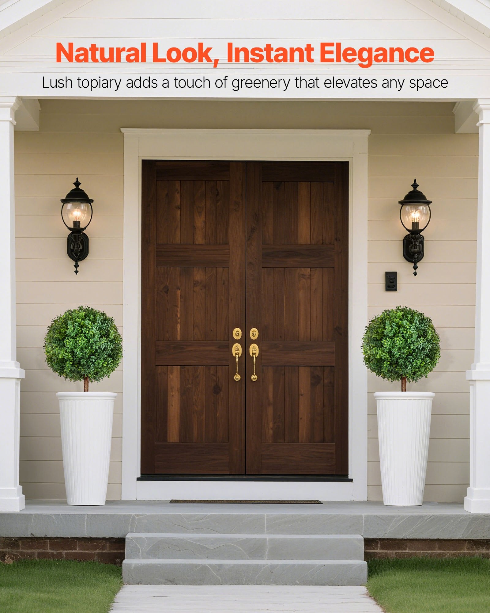 Artificial Topiary Boxwood Trees 2-Pack 686mm Faux Shrubs with Ground Spike
