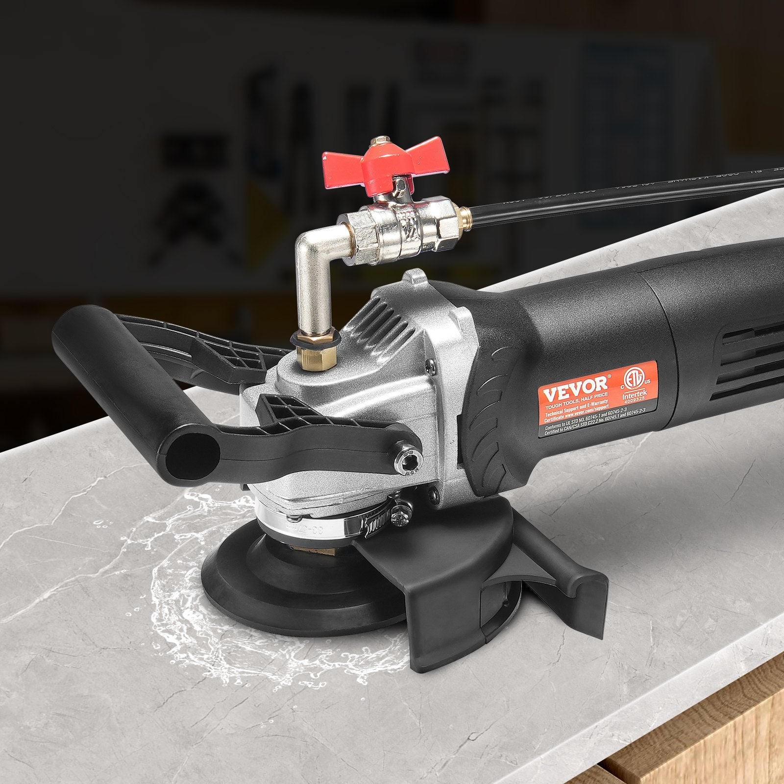 Wet Polisher 800W 4" Concrete Grinder 6-Speed with 7 Polishing Kits GFCI
