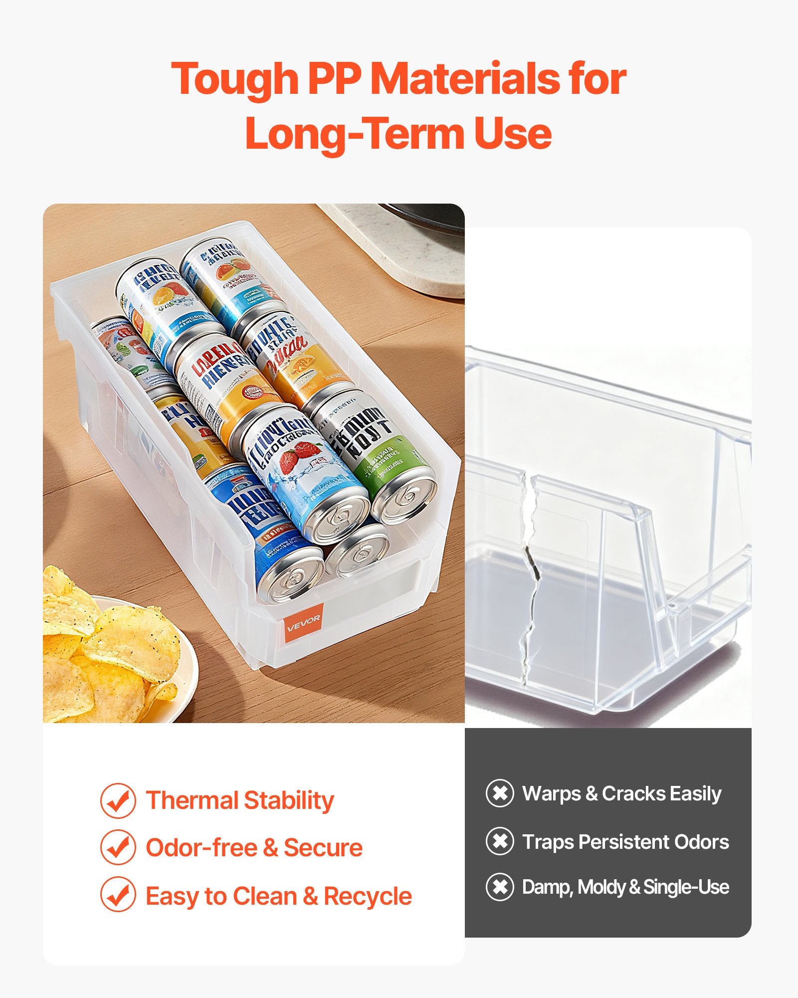 Plastic Stackable Storage Bins, 6 Pack Transparent Containers 37.7x21.5x18 cm
