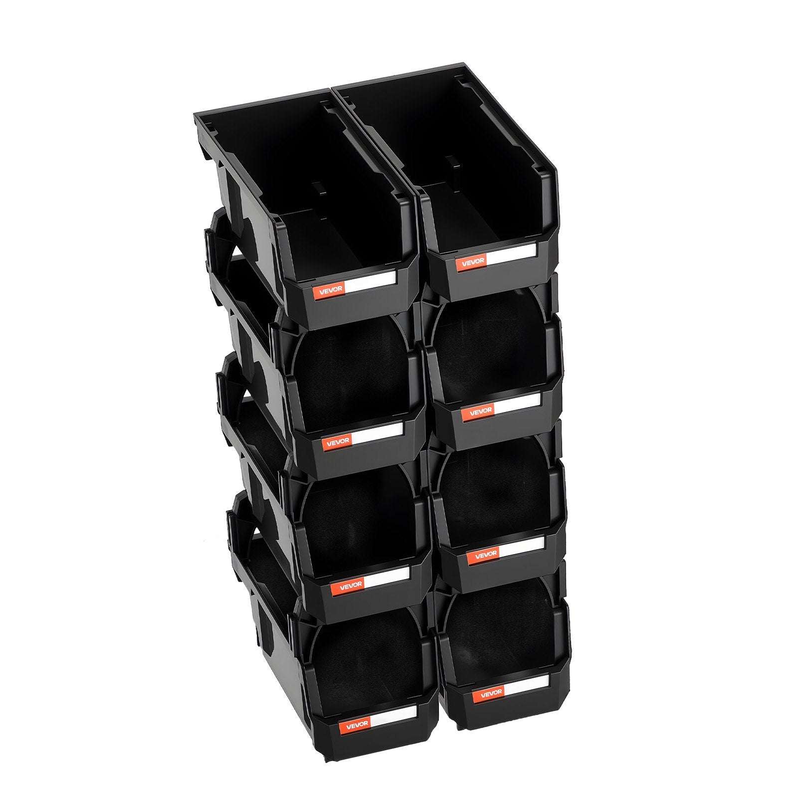 Plastic Stackable Storage Bins 27.6x14x13cm 8Pack Black for Closet Garage Office