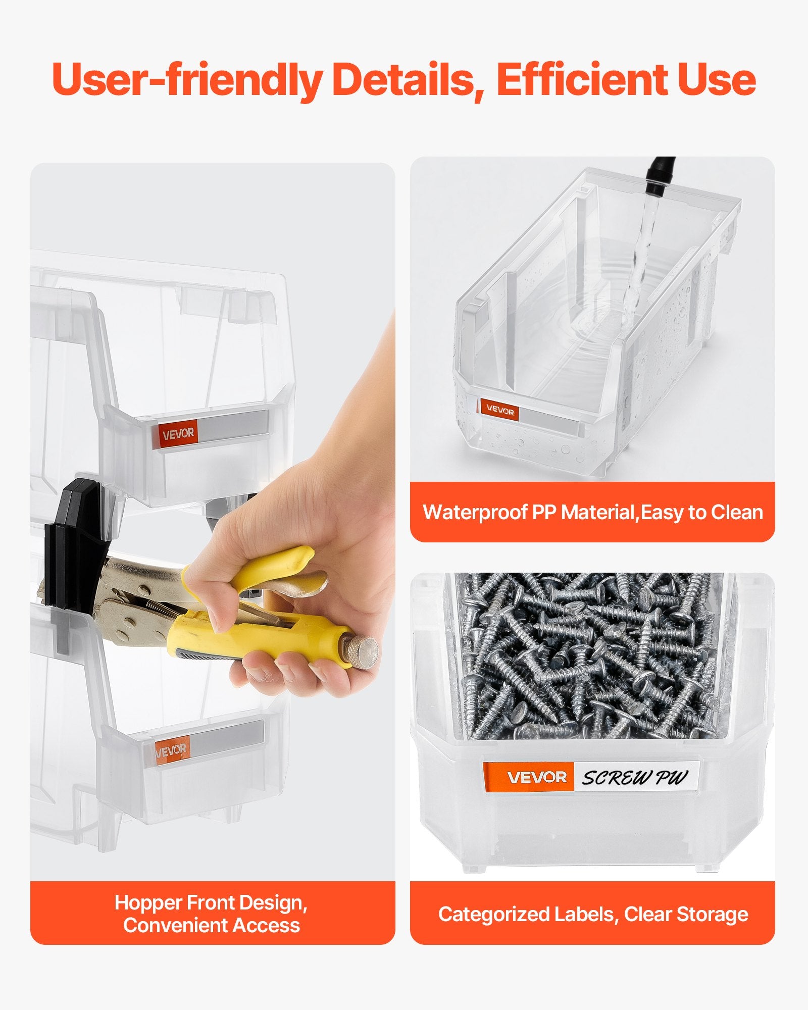 Plastic Stackable Storage Bins, 8 Pack 27.6x14x13 cm, Transparent Containers