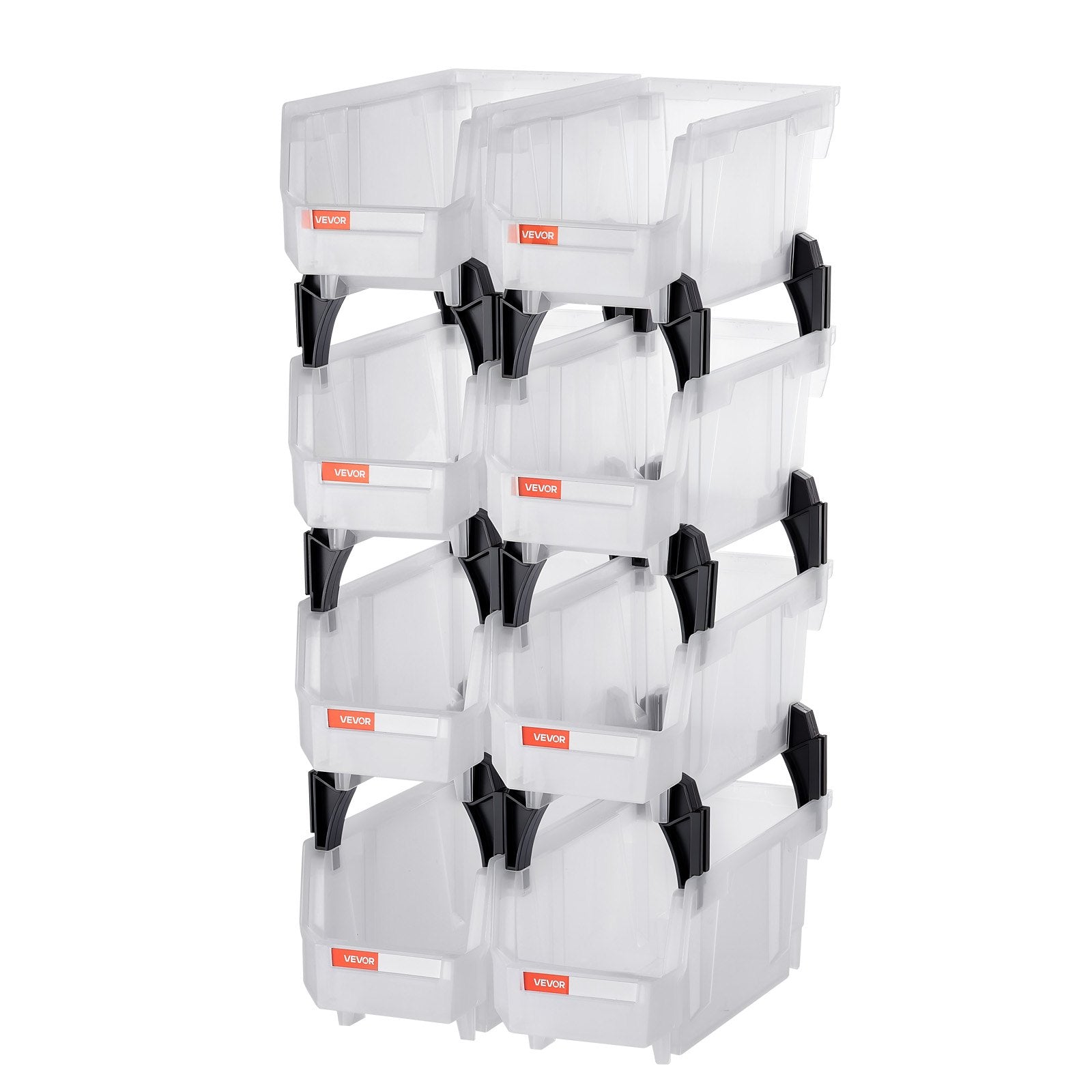 Plastic Stackable Storage Bins, 8 Pack 27.6x14x13 cm, Transparent Containers