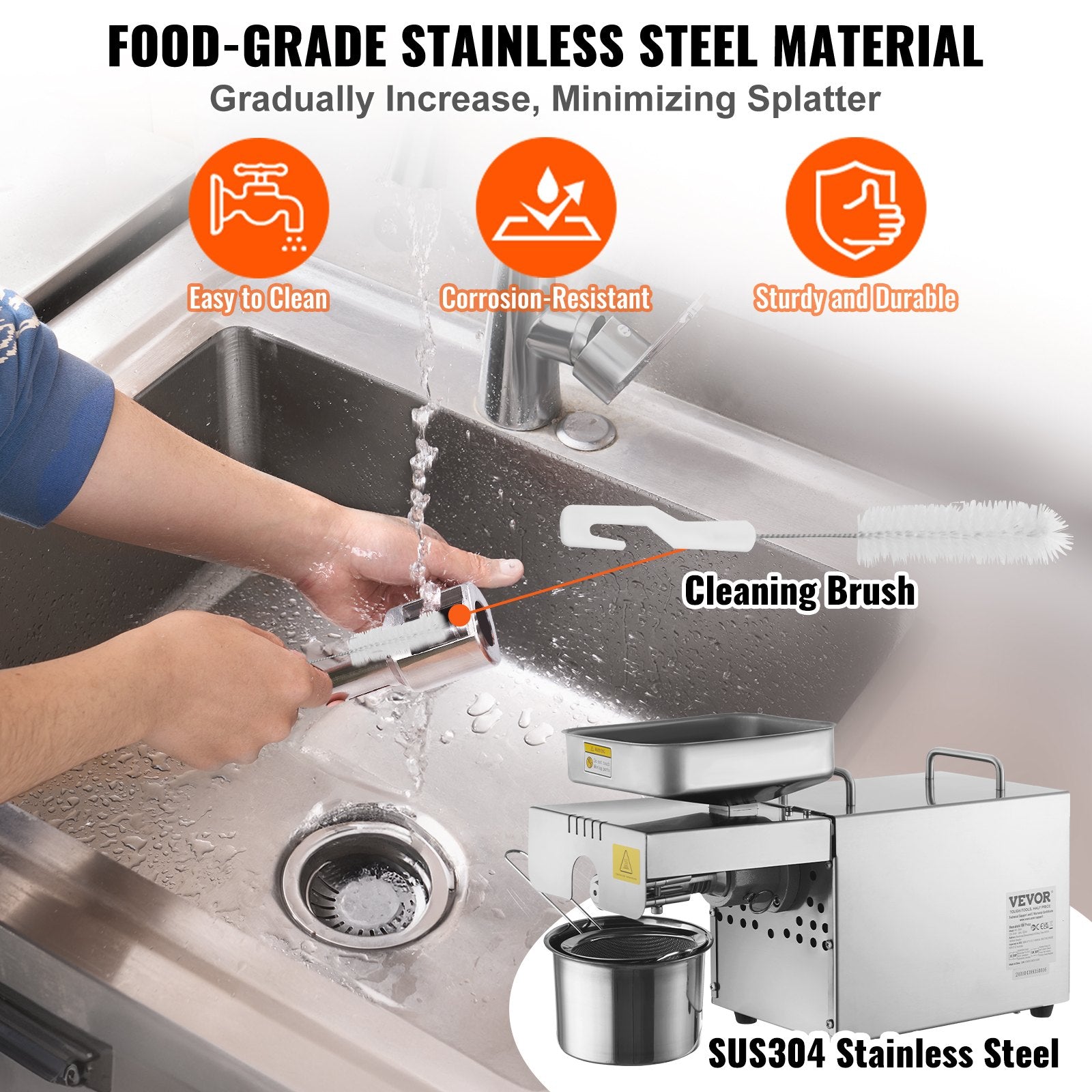 Oil Press Machine Electric 850W Stainless Steel Hot Expeller 0-300C