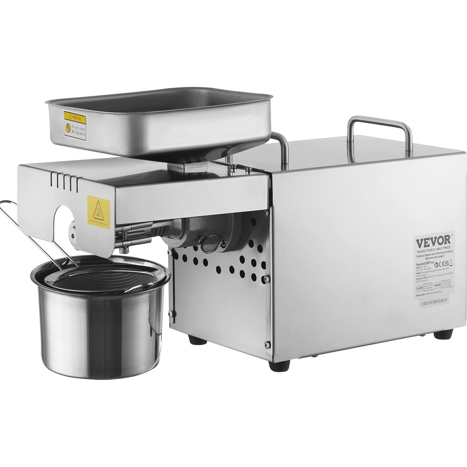 Oil Press Machine Electric 850W Stainless Steel Hot Expeller 0-300C