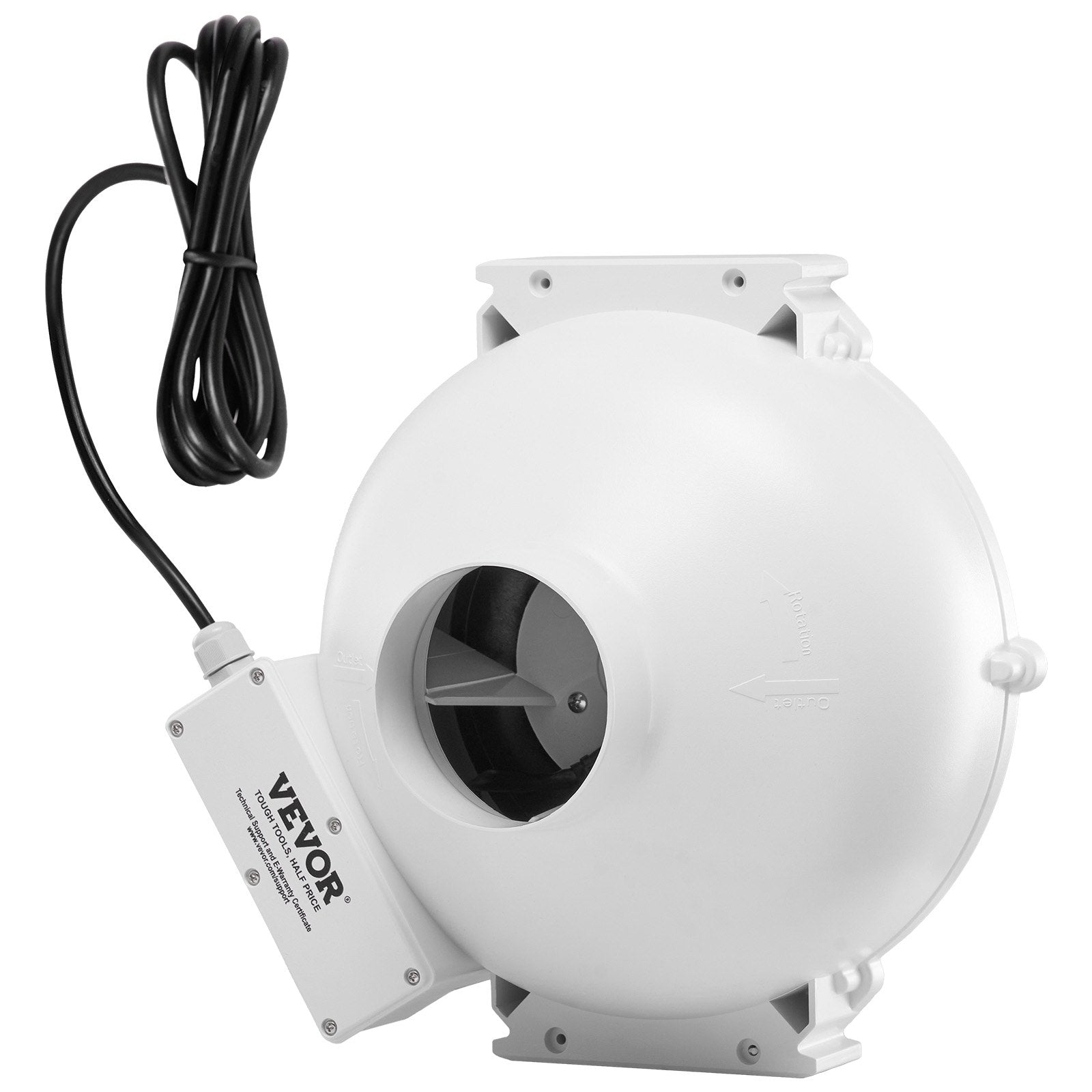 Radon Fan Installation Kit 4-4.5in Quiet 190CFM Mitigation System Indoor Outdoor