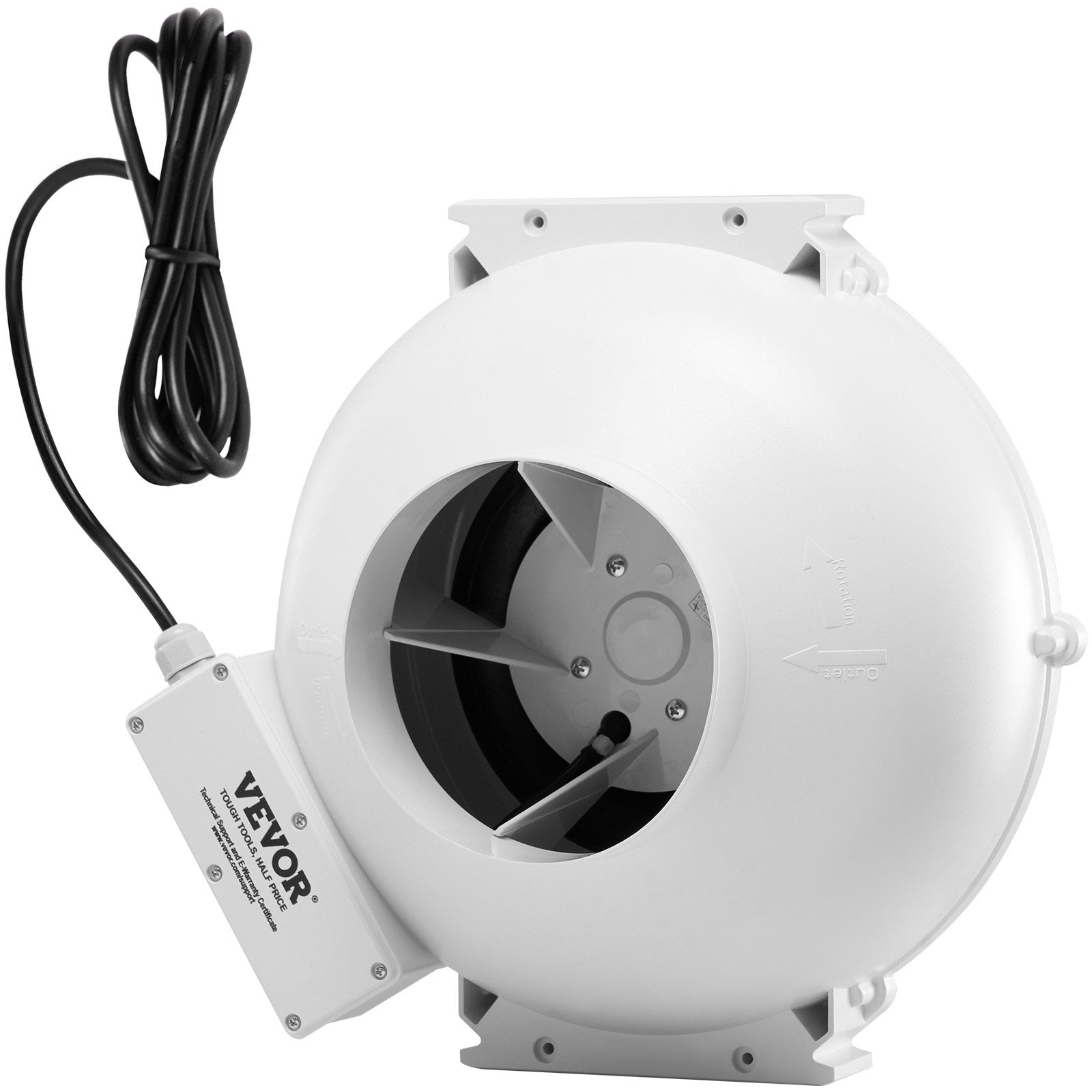 Radon Fan Installation Kit 4.5-6in Quiet 380CFM Mitigation System Indoor Outdoor