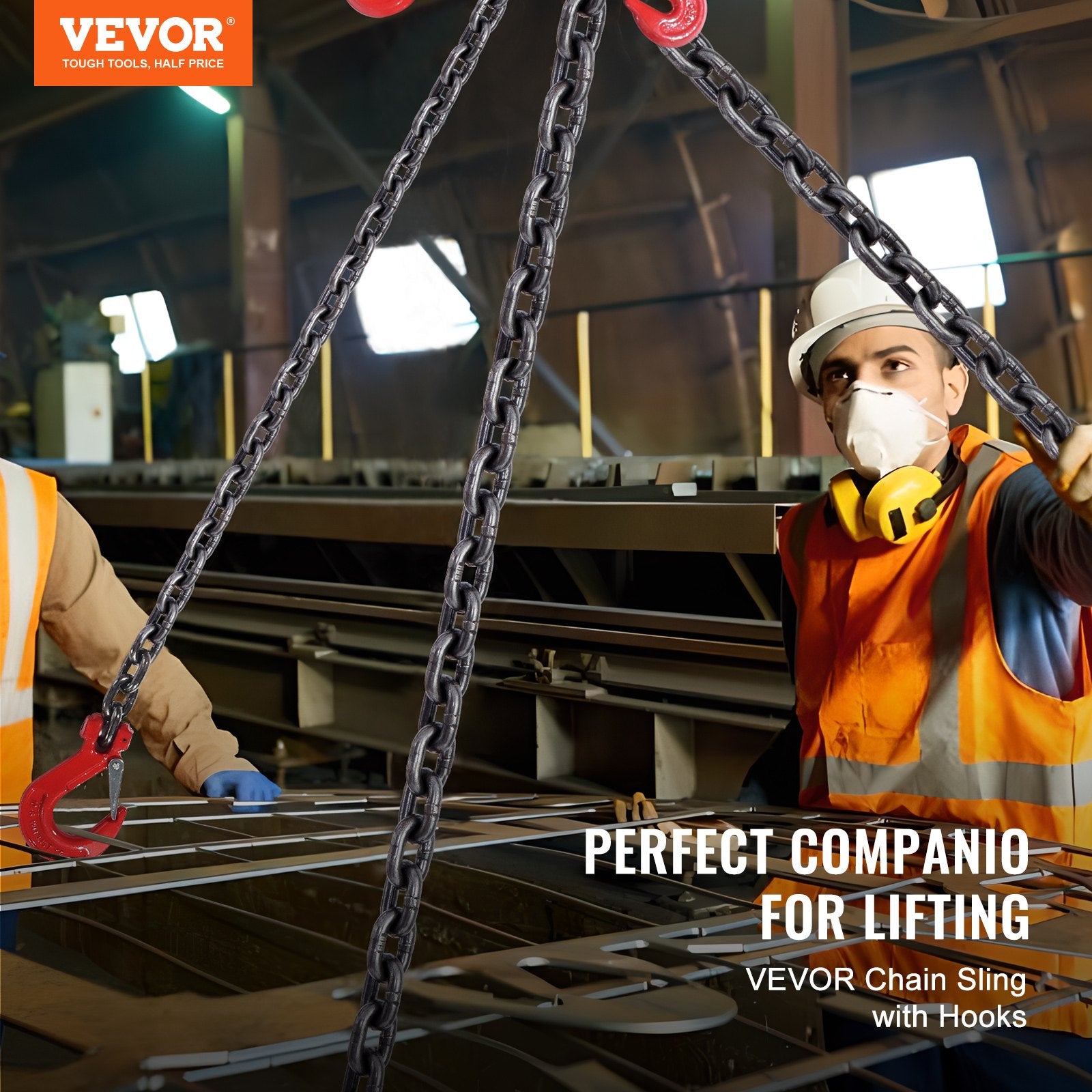 Chain Sling 6mm x 150cm G80 Engine Hoist 3 Ton Lifting Chain with 4 Hooks
