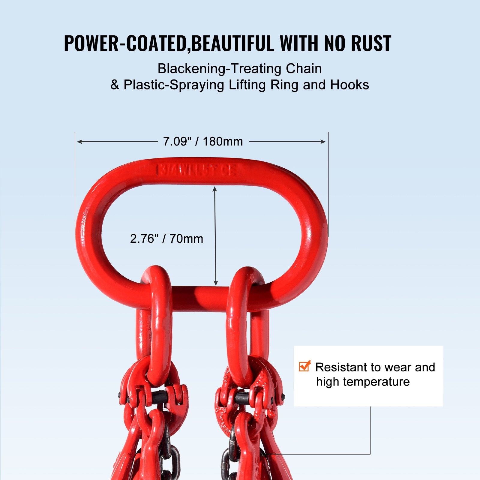 Chain Sling 6mm x 150cm G80 Engine Hoist 3 Ton Lifting Chain with 4 Hooks