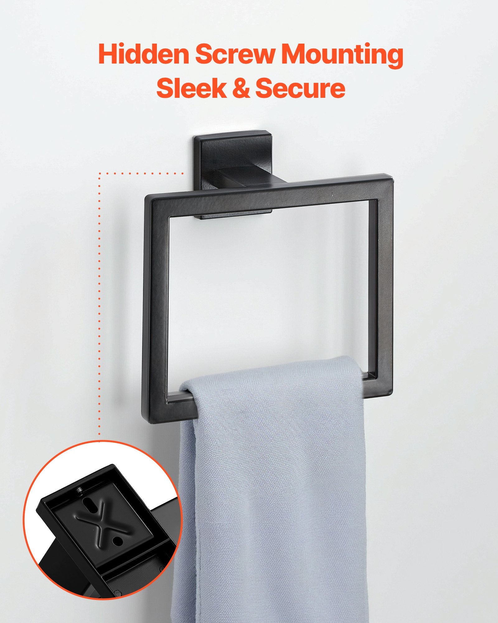 Matte Black Bathroom Hardware Set 5-Piece Stainless Steel Wall-Mounted