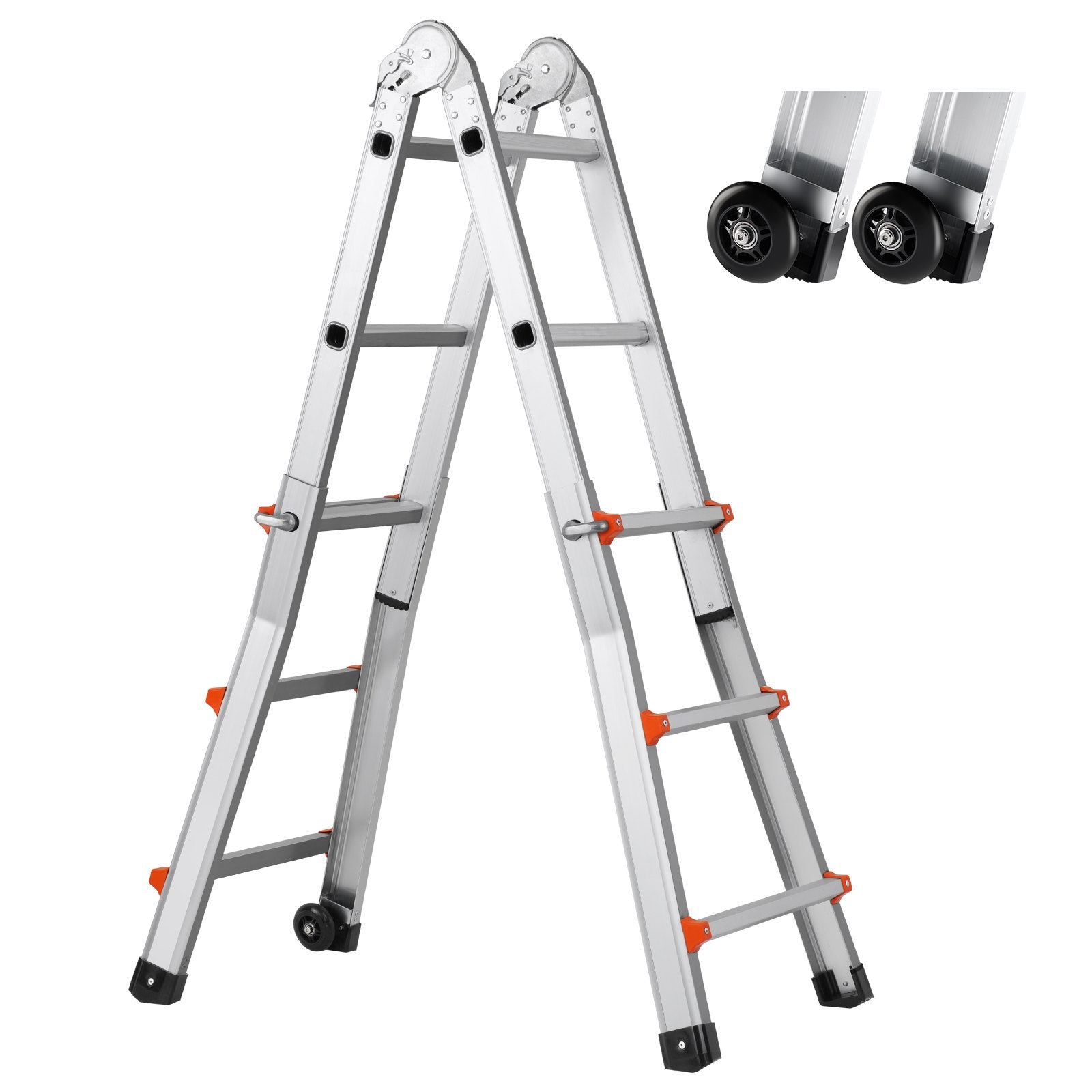 Telescoping Ladder A-Frame 9.5FT Compact Aluminum Multi-Function Portable 330LB