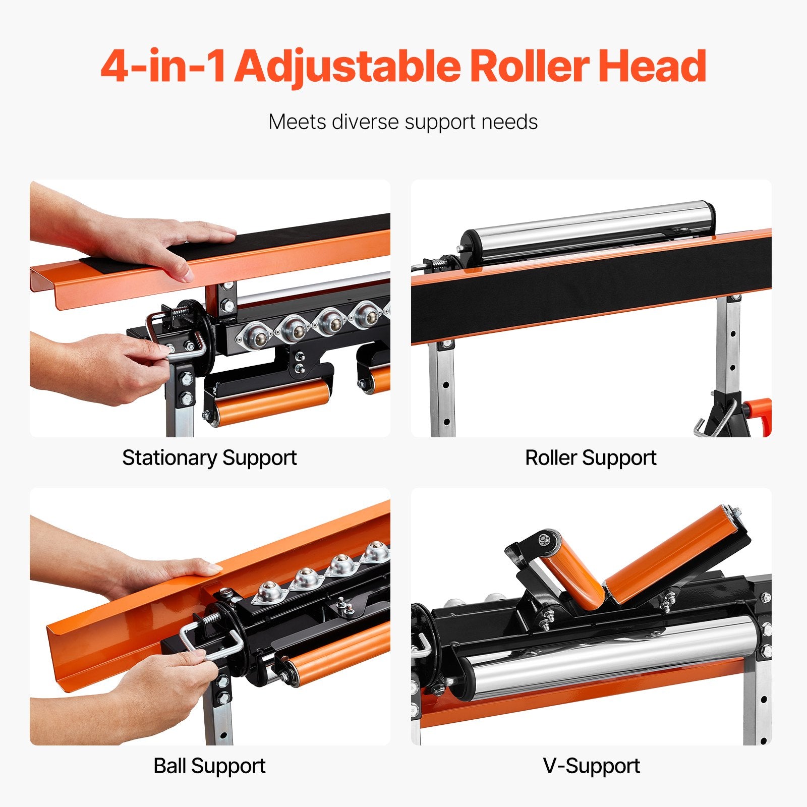4-in-1 Roller Stand 220kg Load Adjustable 838-1270mm Folding Heavy Duty Woodwork